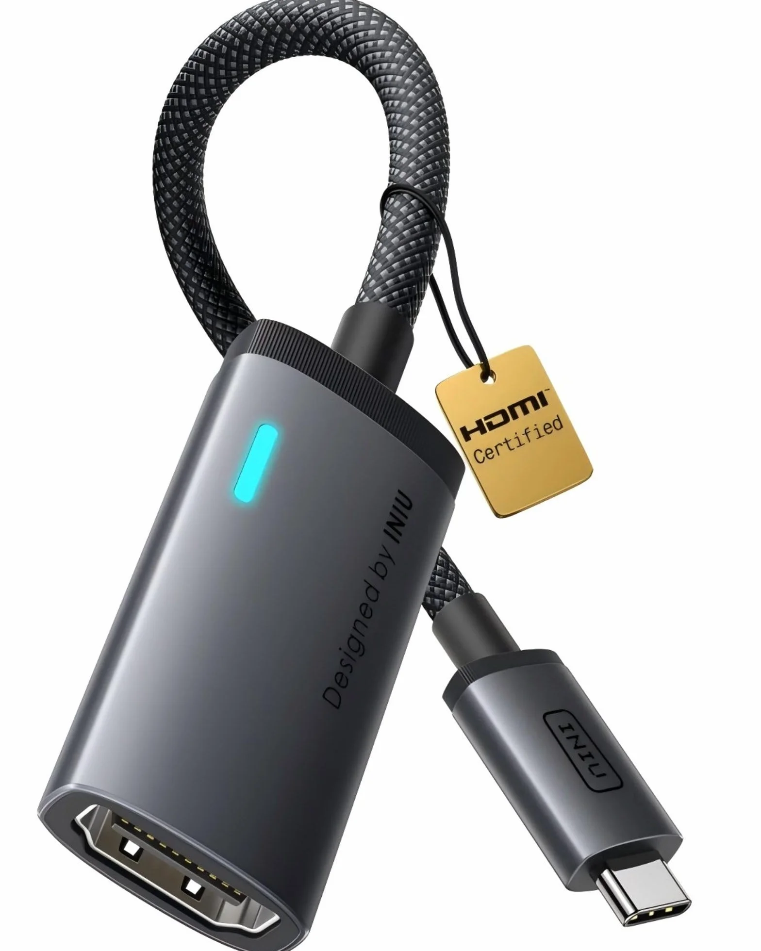 INIU Adattatore USB C a HDMI 4K@60Hz Certificato HDMI Ufficiale Compatibile Thunderbolt 3/4