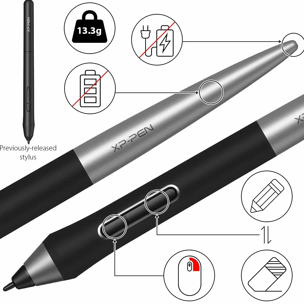 XP-PEN Deco PRO Tavoletta Grafica Professionale da Disegno, Penna Passiva Senza Batterie Stilo Tavolette Grafiche 8 Tasti di Scelta Rapida Compatibile per Windows Mac Android