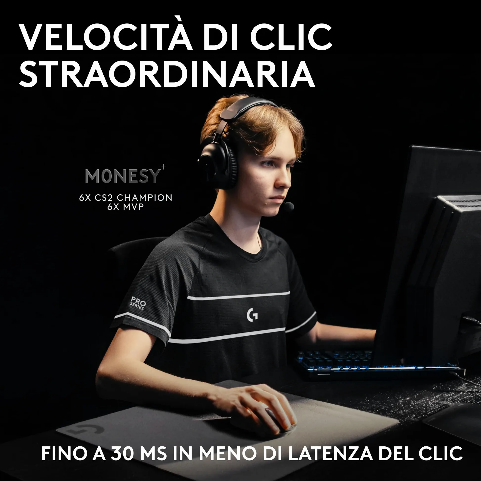 Logitech G PRO X2 SUPERSTRIKE LIGHTSPEED,mouse gaming wireless LIGHTSPEED, prestazioni veloci,leggero(61 g),feedback tattile del clic personalizzabile, ricarica USB-C,PC/Mac, German packaging - Bianco