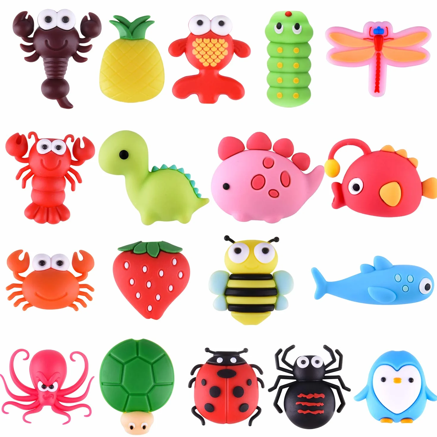 TUPARKA 18Pcs Protezione Cavo Carica, Simpatico Pesce Dinosauro Animali Cavo di Ricarica Risparmiatore,Protezione Cavo Cellulare USB Compatibile per iPhone Android