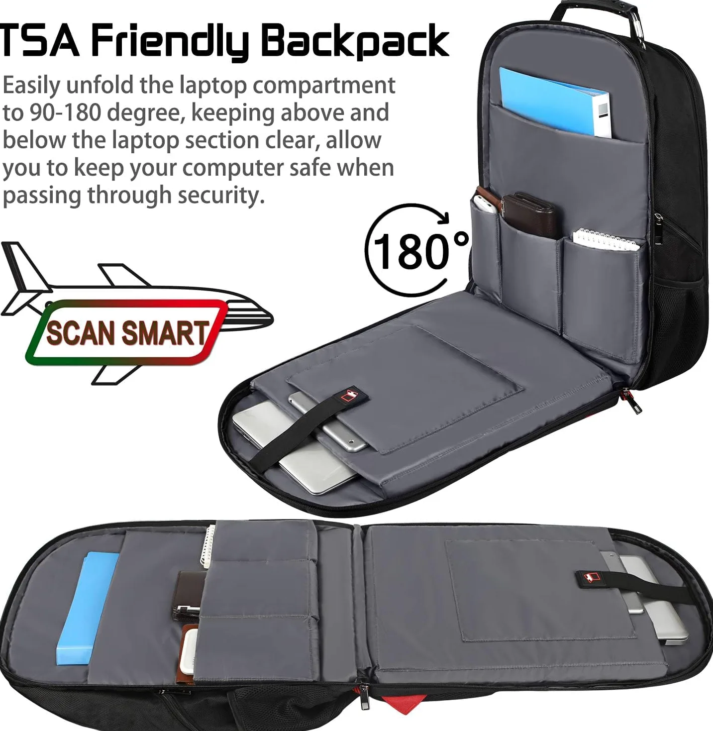 18.4 Laptop Backpack for Men, 55L Extra Large Gaming Laptops Backpack with USB Charger Port,TSA Friendly Flight Approved and RFID Anti-Theft Pocket,Water Resistant Suiltable for Traveling & Business