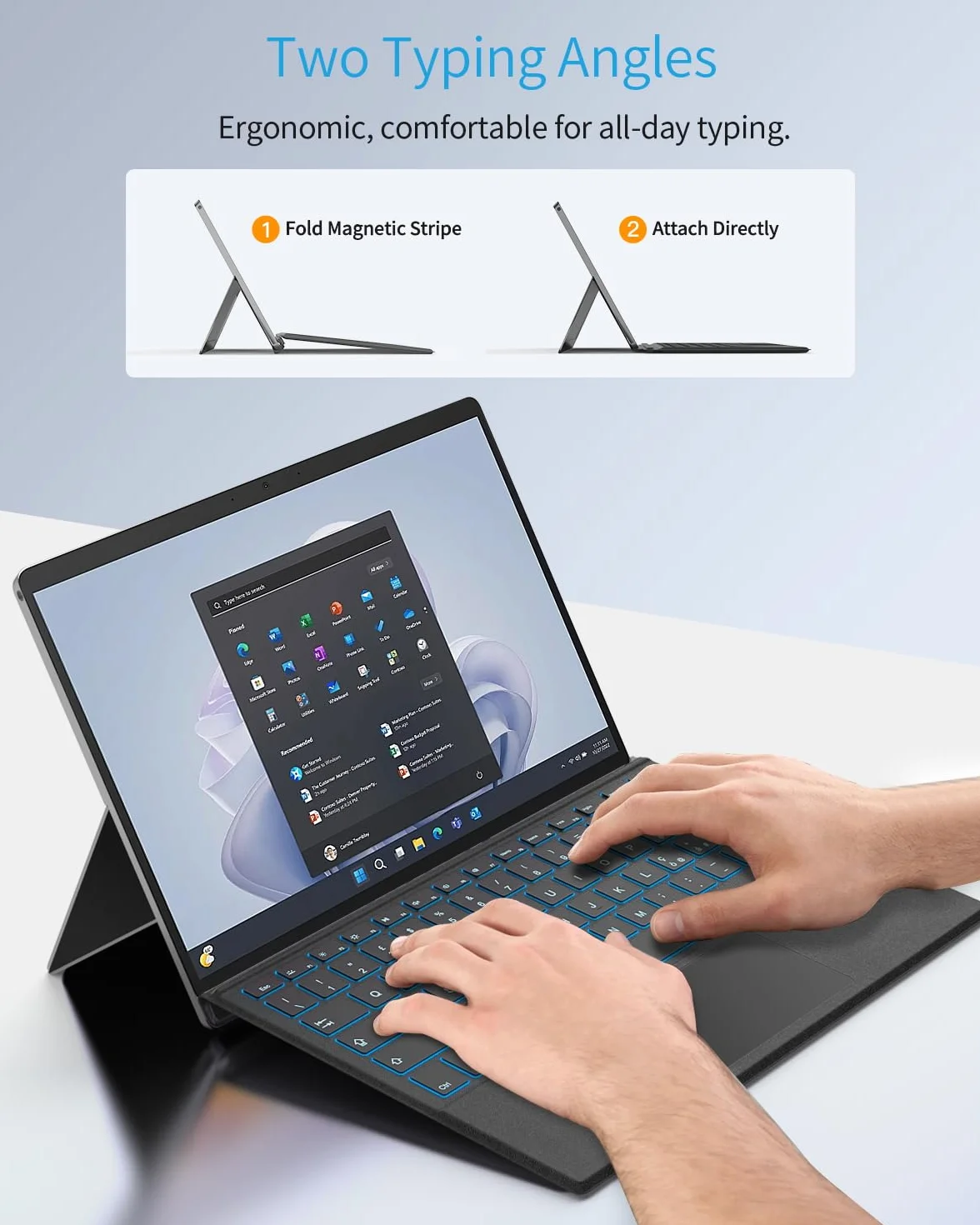 TiMOVO Tastiera Italiana per Microsoft Surface PRO 7 Plus/PRO 7/PRO 6/PRO 5/PRO 4/PRO 3, QWERTY Tastiera Bluetooth con Retroilluminazione a 7 Colori, Luminosità Regolabile, Grigio