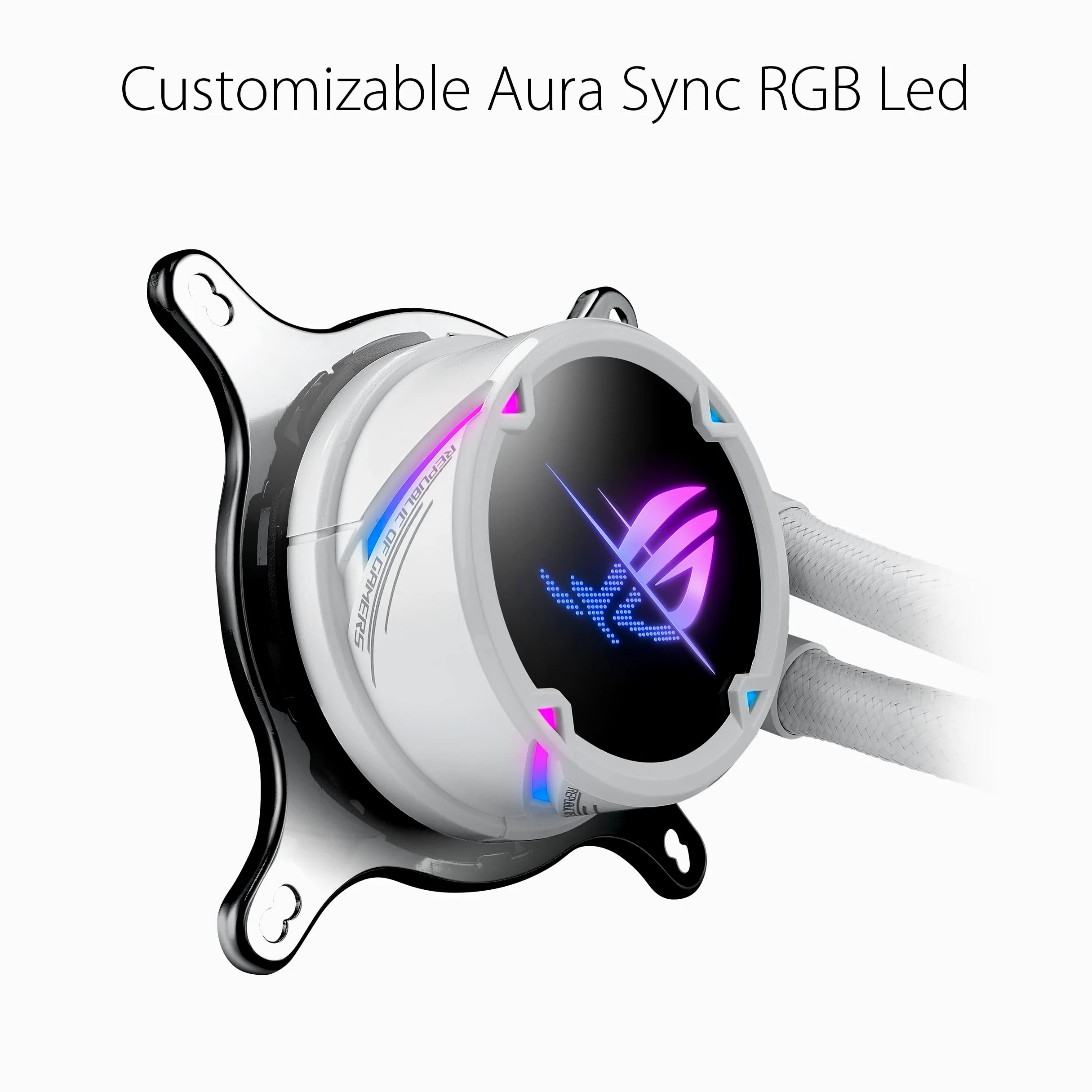 ASUS ROG Strix LC II 240 ARGB White Edition Raffreddatore CPU a liquido all-in-one con Aura Sync, supporto Intel LGA 1700 e AMD AM5/AM4/TR4 e 2 ventole ROG RGB da 120 mm indirizzabili, Bianco