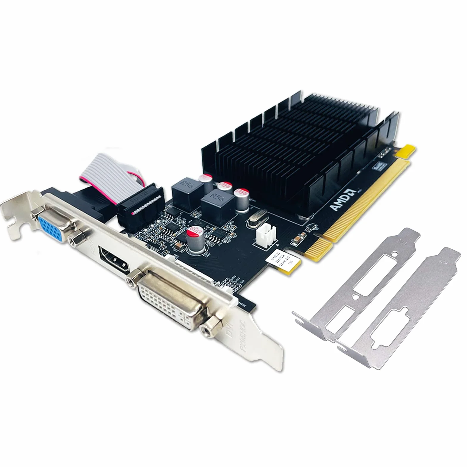 QTHREE Radeon HD 5450 Scheda Video, 2GB GDDR3 64-bit, DVI HDMI VGA, Scheda Grafica Basso Profilo per PC, GPU, PCI Express x16, DirectX 11, Supporto 2 monitor