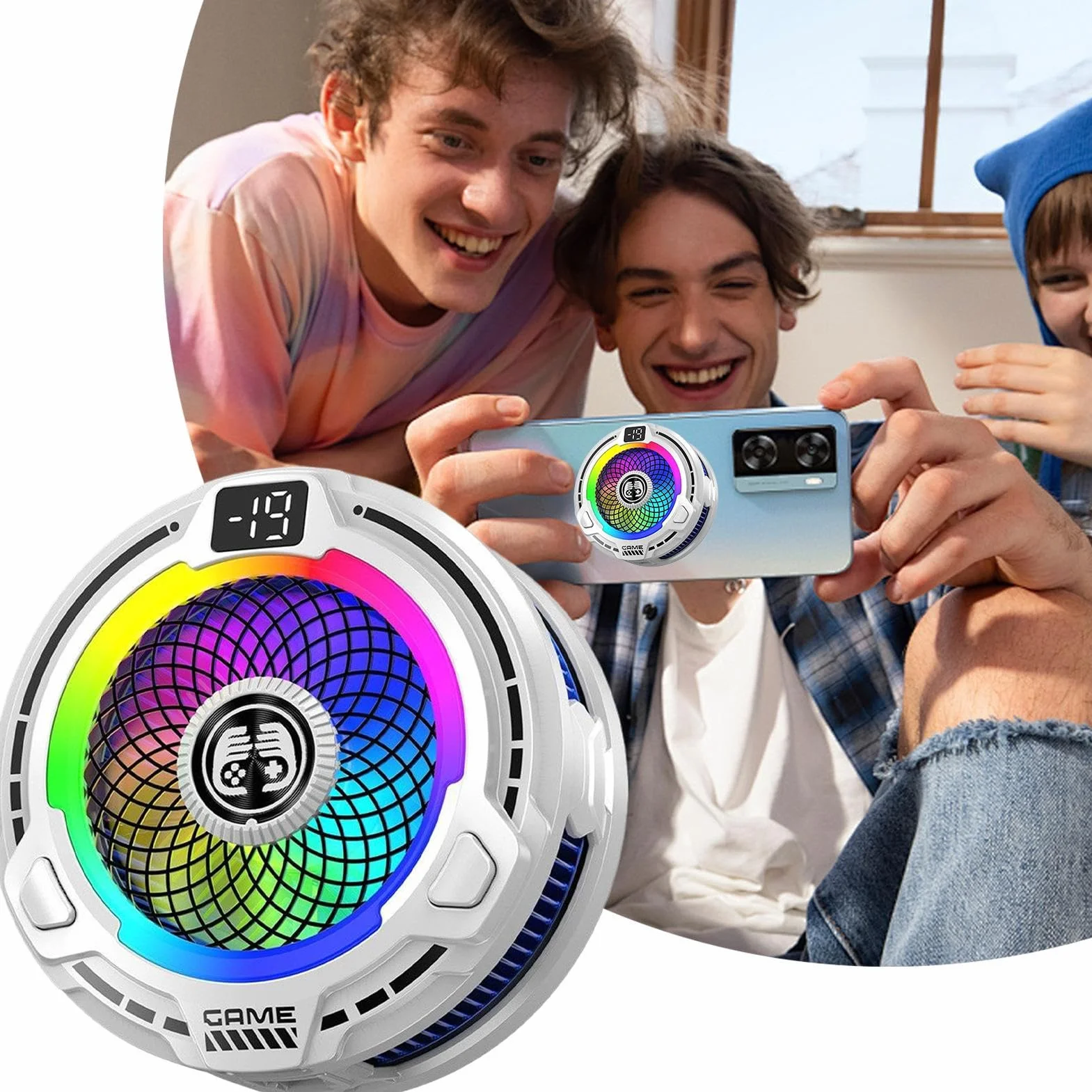 Dissipatore per Telefoni, Ventola Magnetica 30W Per Cellulare, di Raffreddamento Portatile a Velocità Regolabile per Live Streaming Smartphone Giochi Estivi Tablet Vlog in Clima Caldo