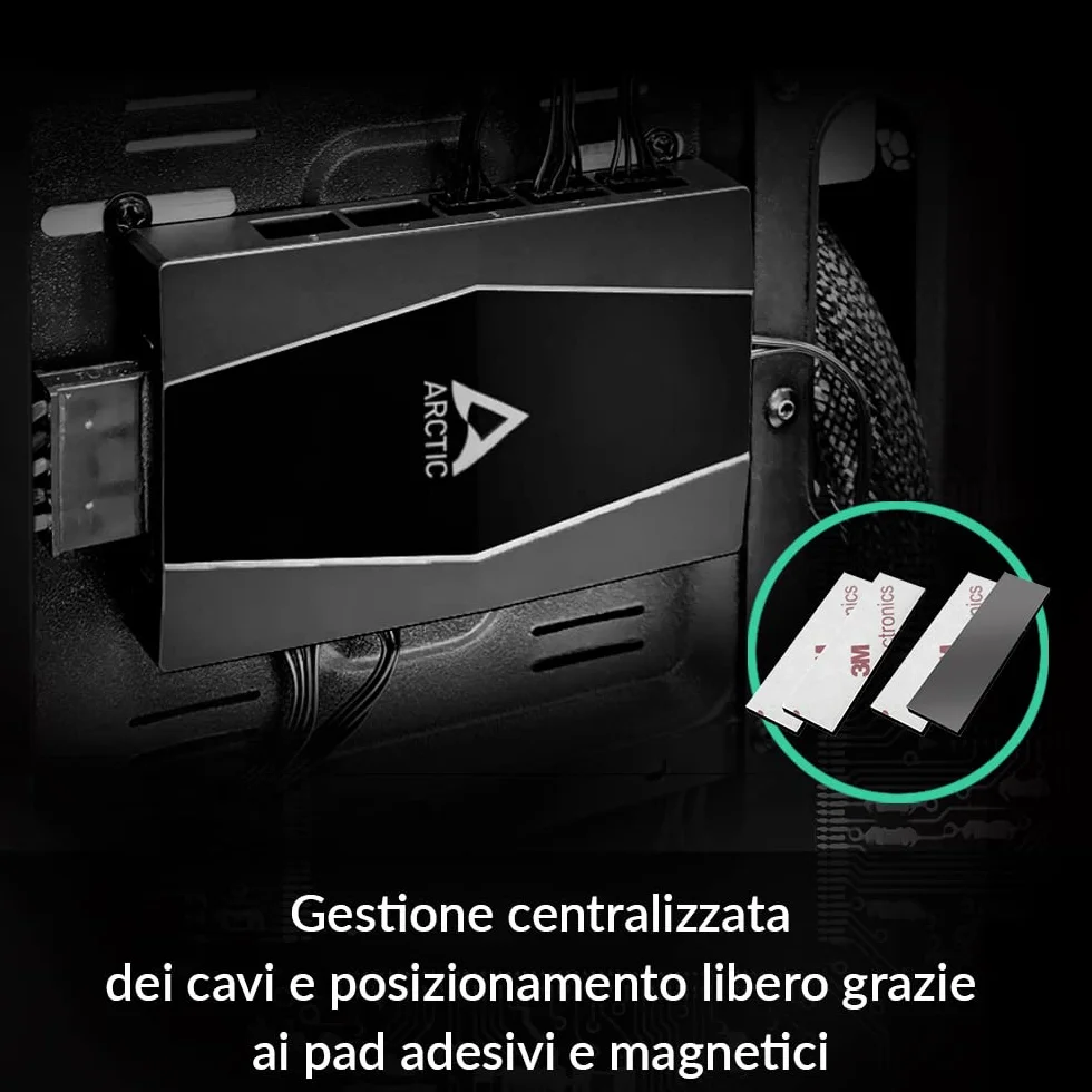 ARCTIC Case Fan Hub - Hub per Ventole PC, Distributore di Ventilatori, Funzione PWM, fino a 10 Ventole (4 pin), Connettore con Potenza SATA - Nero
