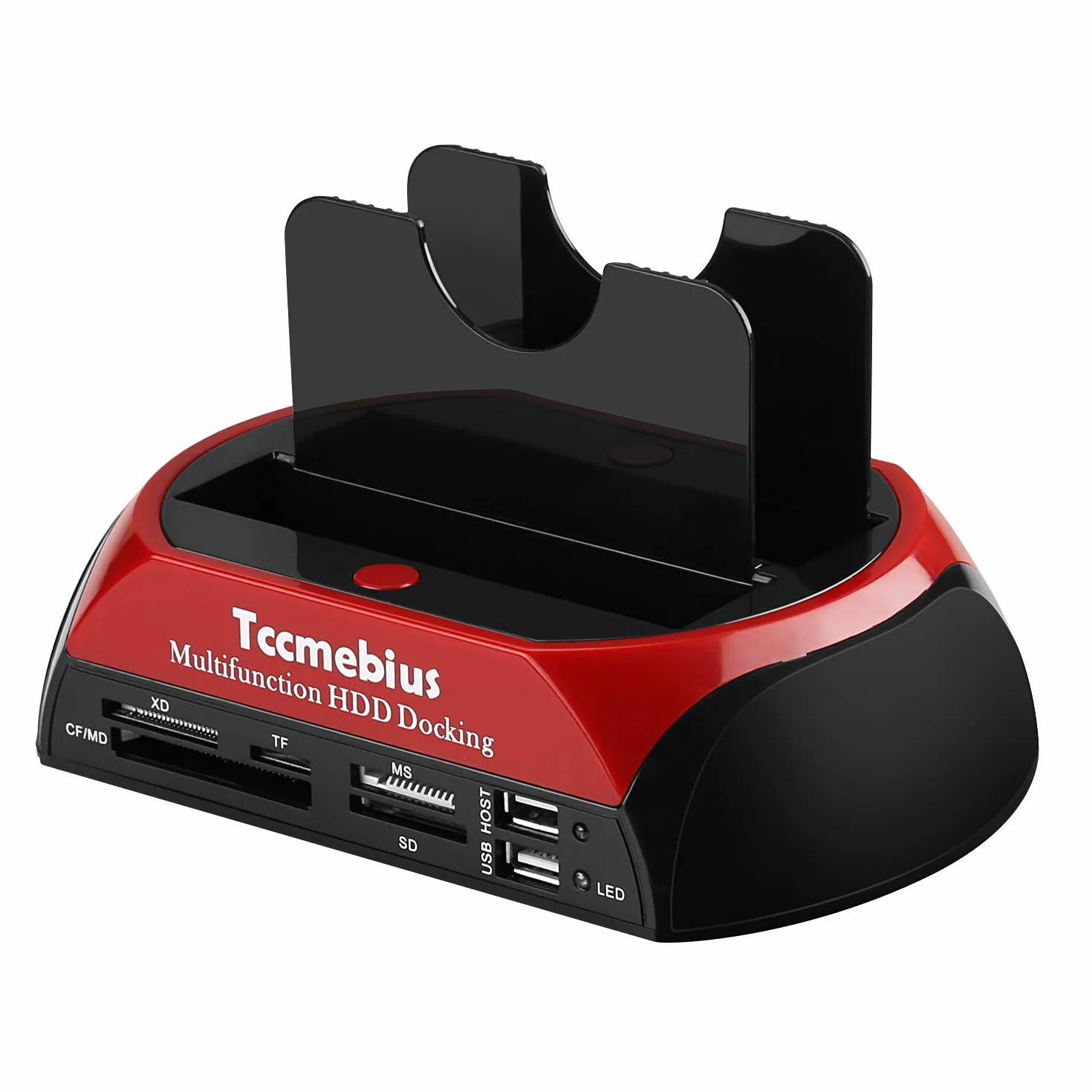 TCC-S862-DE USB 2.0 a SATA IDE Dual-Bay HDD Disco Rigido Docking Station con Lettore di Schede e USB 2.0 Hub per 2.5 3.5 Pollice IDE SATA I / II / III HDD SSD