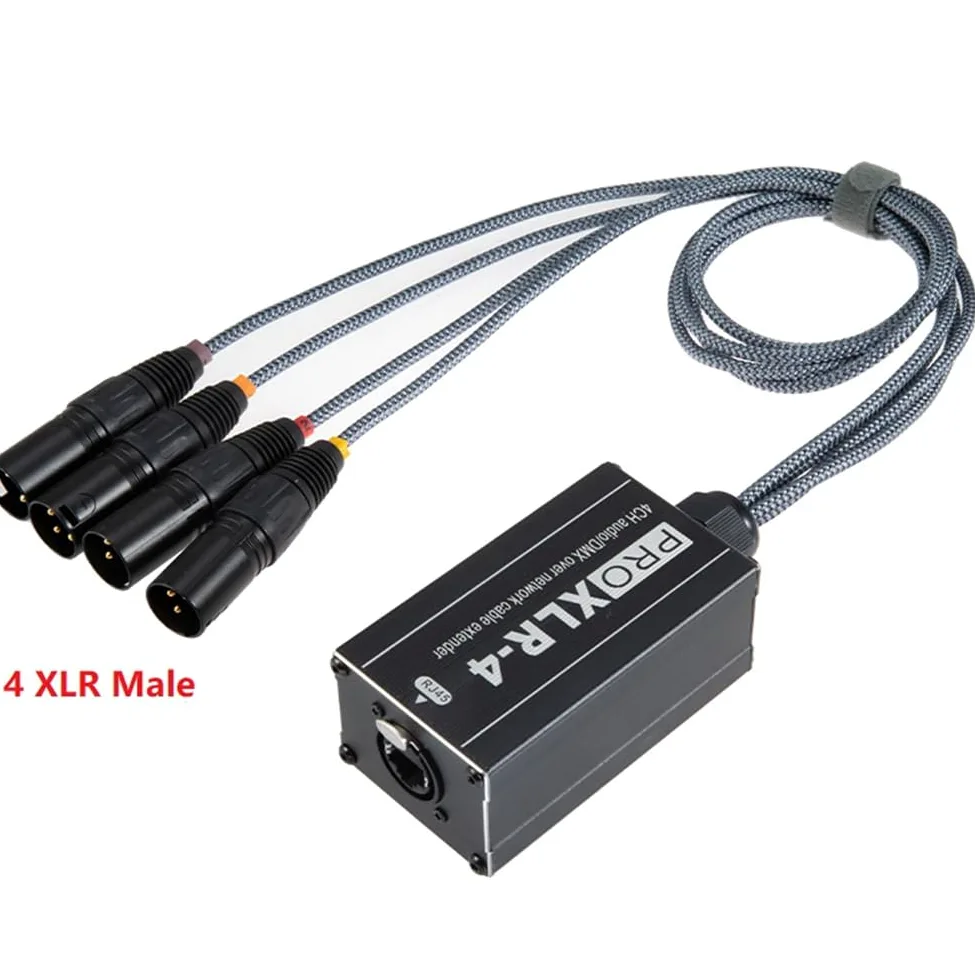XLR maschio/femmina 4 canali Snake 3Pin XLR/to Ethercon RJ45 Cat5/Cat6 Ethernet Extender (1 paio) nero