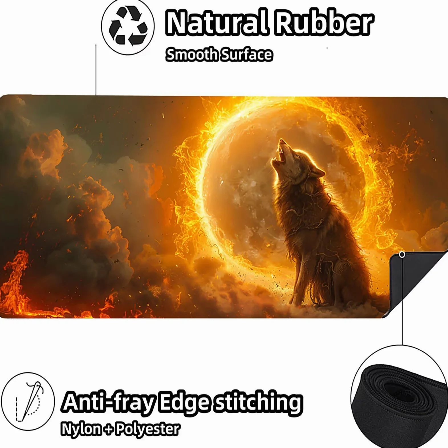 Tappetino Mouse XXL 1500 x 800 mm, Tappetino Mouse Lupo, Gaming Mousepad Migliorare la Velocità e la Precisione, Mouse Pad con Base in Gomma Antiscivolo, Ufficio Accessori Gaming, Grigio C-8714