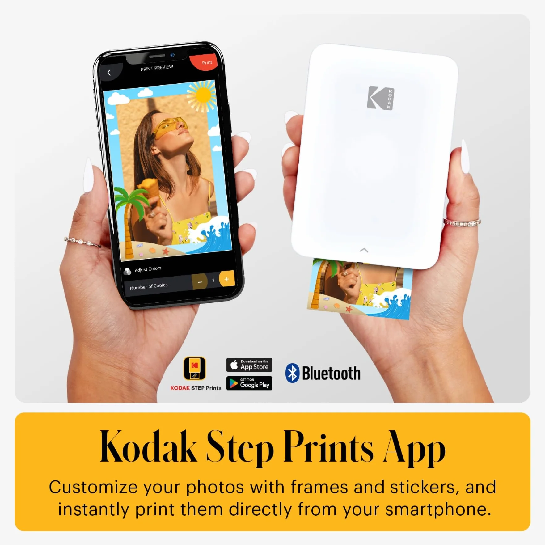 KODAK Step Slim Stampante Fotografica Istantanea per Smartphone – Stampante Mobile Wireless Portatile, Elegante e a Colori – Foto Zink 2x3" (5,1x7,5 cm) con Retro Adesivo, Bianco