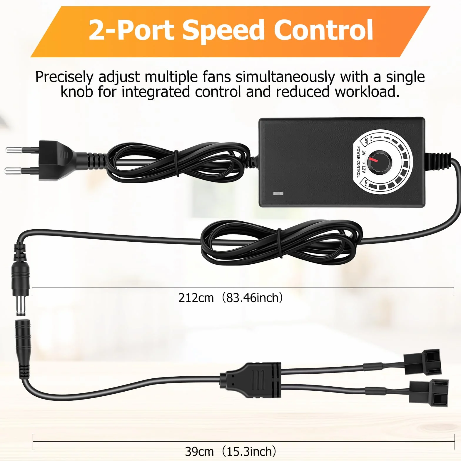 RUIZHI 2Pin PWM Controller per ventola e alimentatore 12V, da 100–240V AC a 3–12 V DC, modulo di controllo della velocità del ventilatore PWM