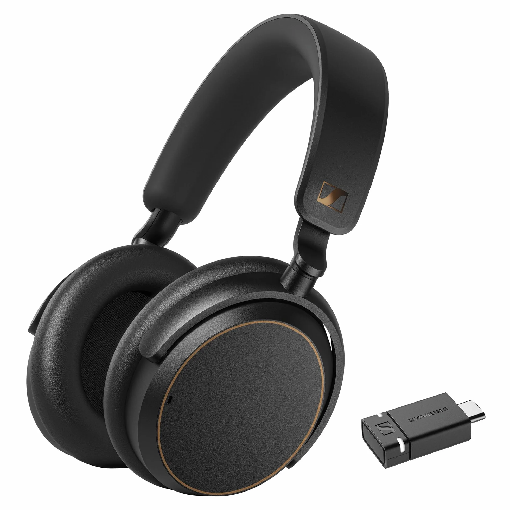 Sennheiser ACCENTUM Special Edition - ACCENTUM Cuffie e BTD 600 Bluetooth Dongle - Durata della batteria di 50 ore, ibrida ANC e dongle con adattatore USB-A/USB-C - Nero/Rame