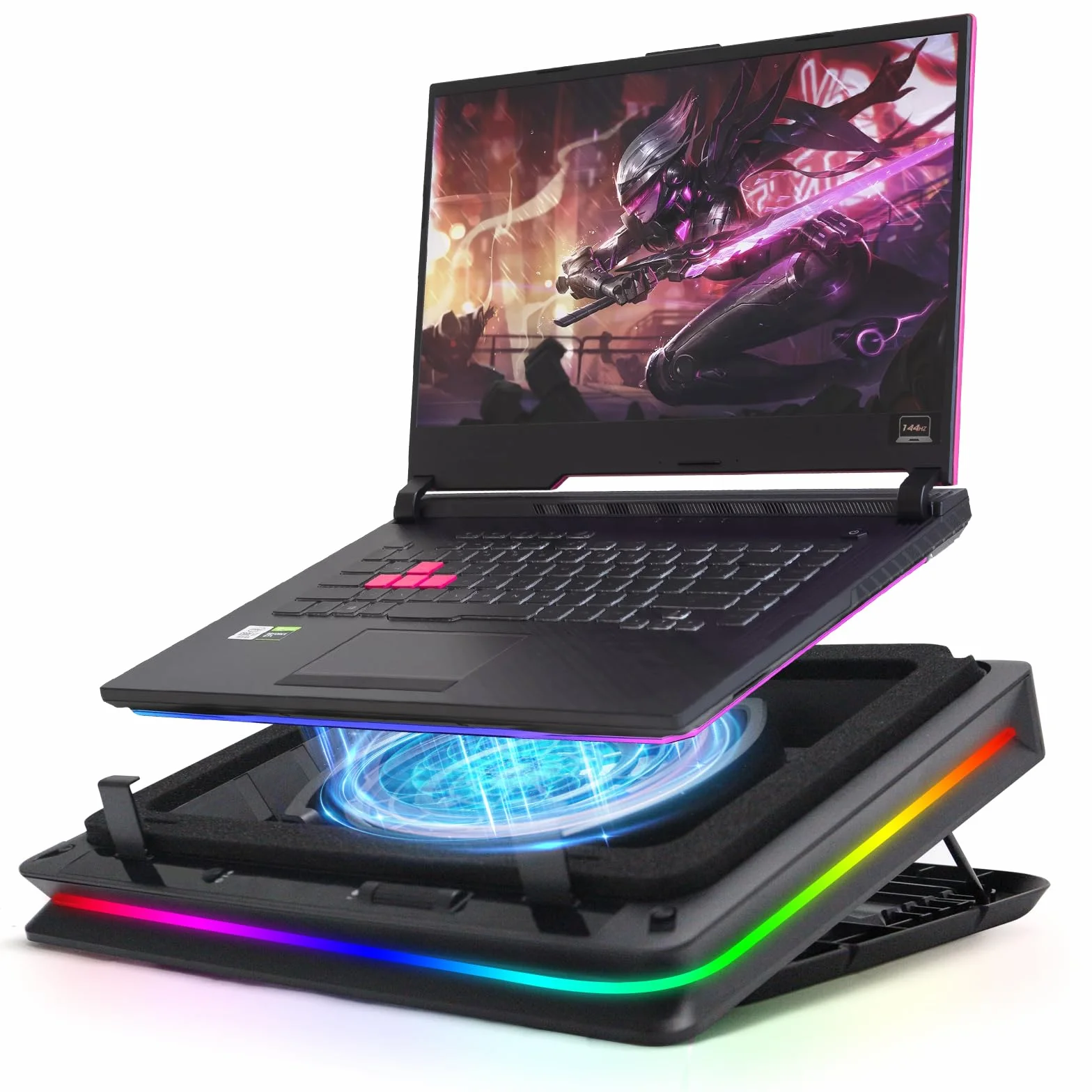 Raffreddatore per Laptop, Base raffreddamento PC portatile di Notebook da 13-19 Pollici, Raffreddatore Portatile con velocità regolabile, ventola turbo extra-large da 18 cm, hub USB a 3 porte