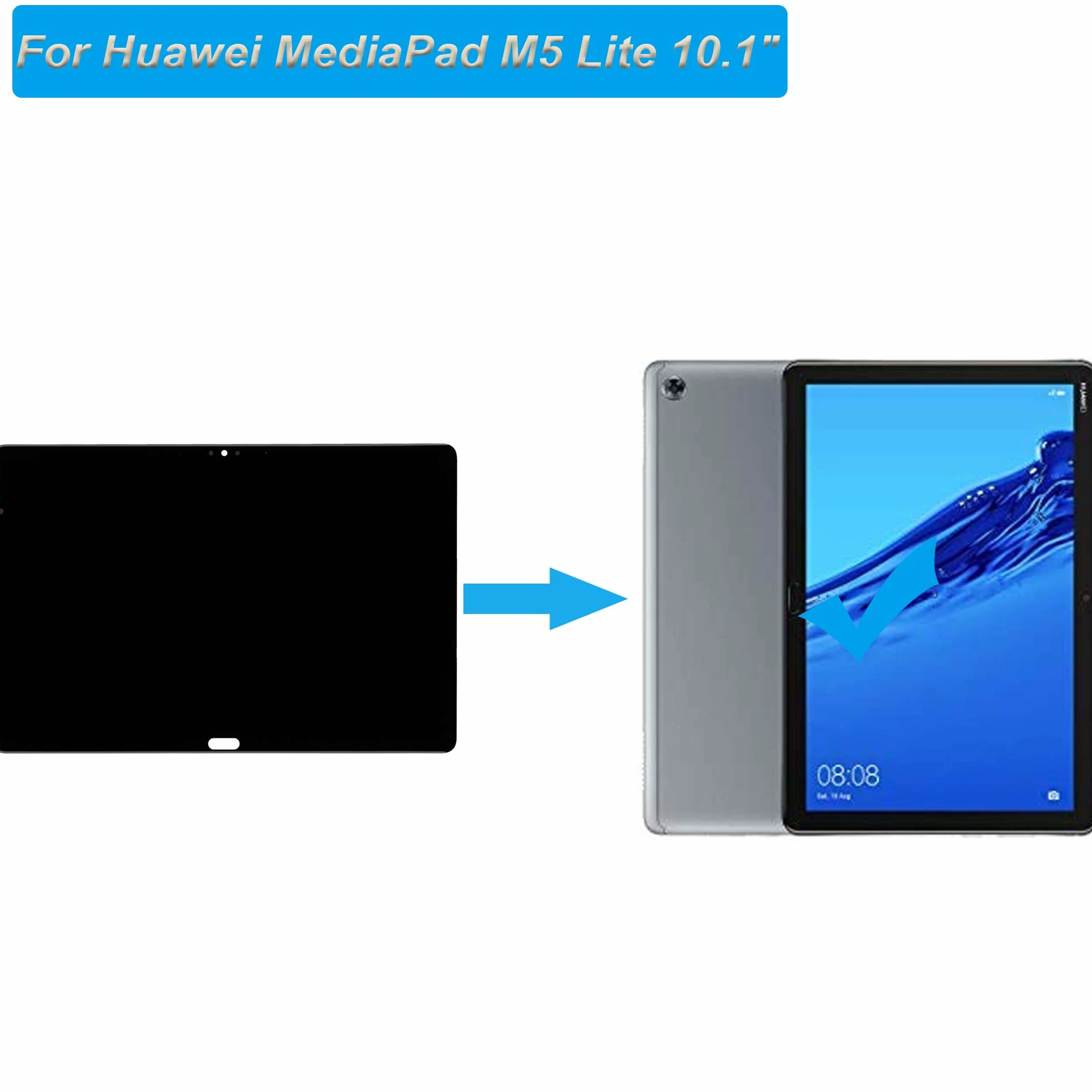 Display LCD compatibile con Huawei MediaPad M5 Lite 10.1" BAH2-L09 BAH2-W09 LCD Touch Screen Assembly con strumenti (nero)