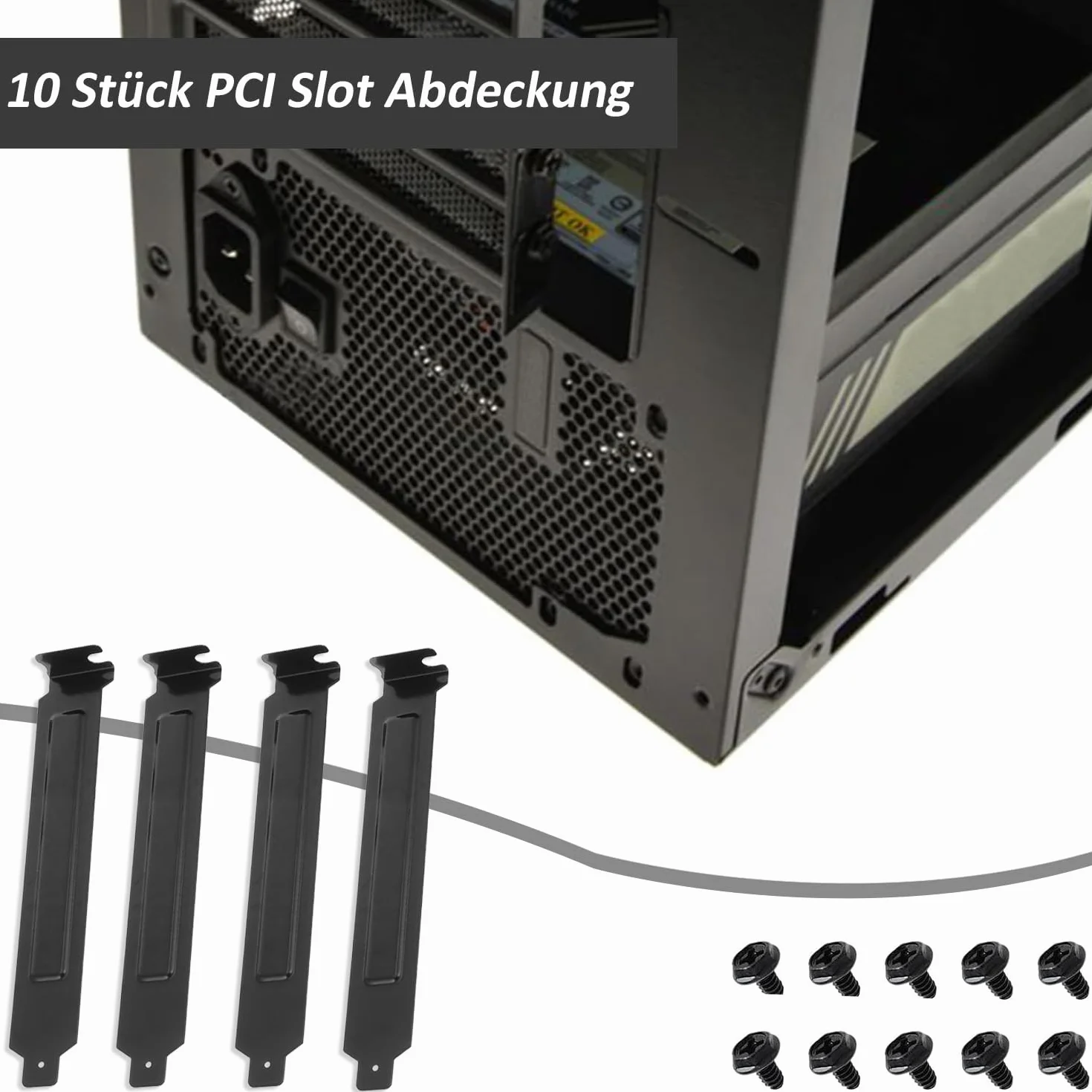 Copri Slot PCI, Confezione da 10 Copri Slot PCI, Piastra di Copertura del Filtro Antipolvere in Acciaio Duro Perforato, Con Viti, Nero