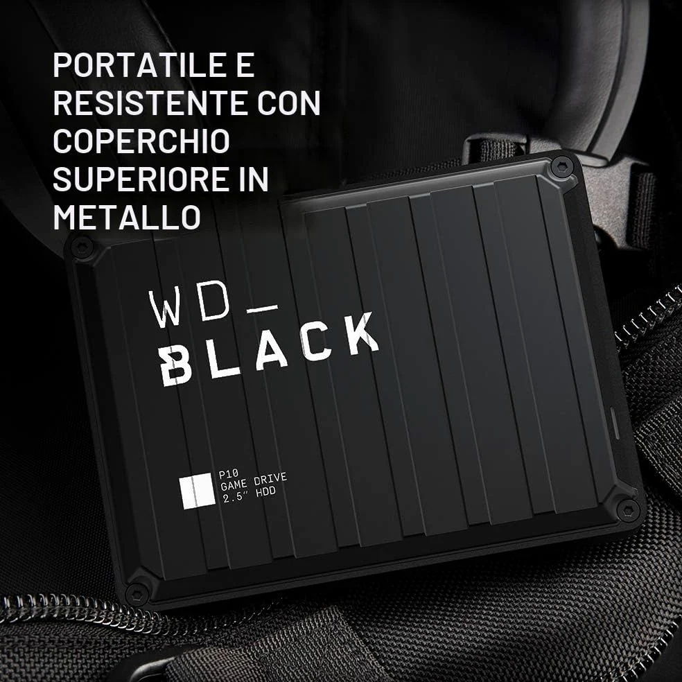 WD_BLACK P10 6TB Game Drive HDD portatile USB 3.2 Gen 1 Tipo A compatibile con Playstation, Xbox, PC e Mac