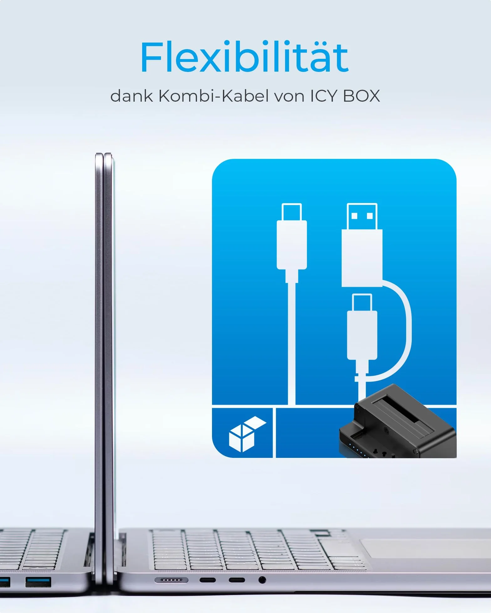 ICY BOX Docking Station per HDD/M.2 NVMe SSD, USB 3.2 Gen 2 (10 Gbit/s), stazione di clonazione HDD e unità (SATA 2.5/3.5" e M.2 NVMe), adattatore, IB-2914MSCL-C31