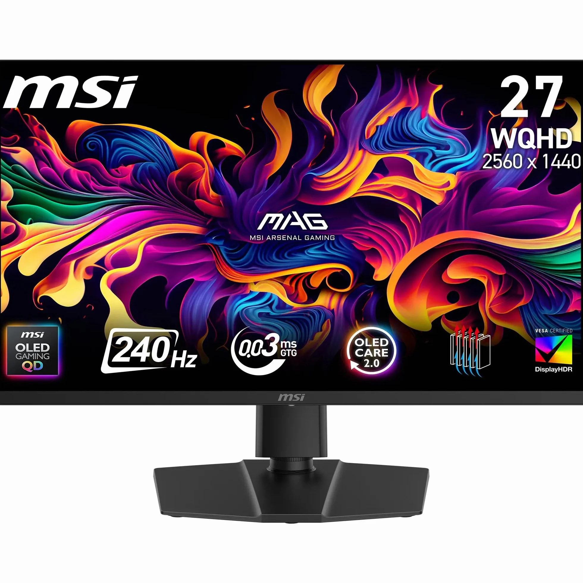 MSI MAG 273QP QD-OLED X24 Gaming Monitor 26.5" WQHD 2560x1440 QD OLED 240Hz 0.03ms DisplayHDR True Black 400 DisplayPort 1.4a HDMI 2.1