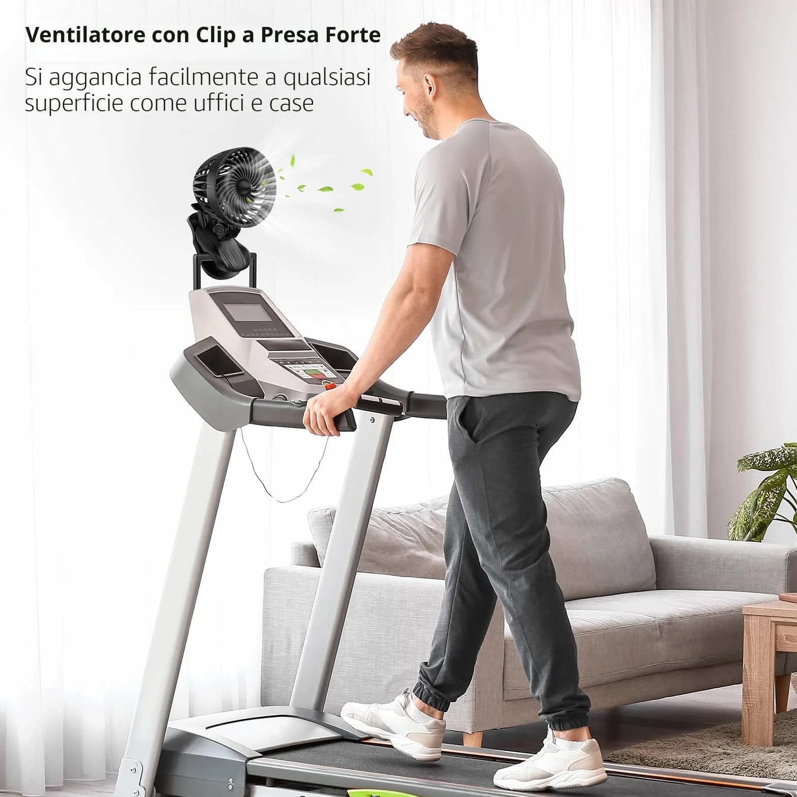 OUILA Ventilatore USB, Mini Ventilatore da Tavolo, 9 Velocità Fan con Clip, Rotazione a 360° Piccolo Fan per Camera da Letto, Casa, Ufficio, Auto, Campeggio - Nero (USB Alimentato)