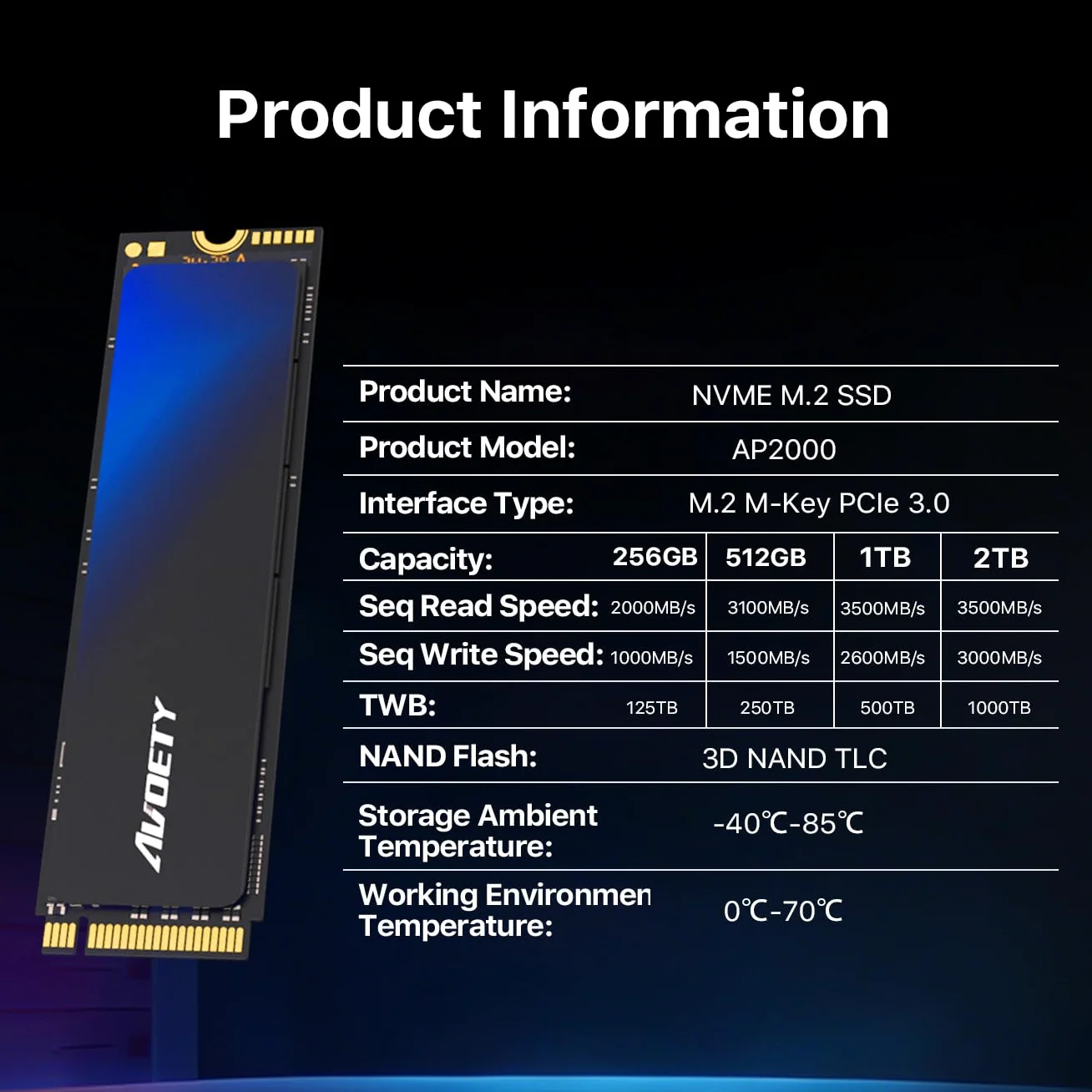 512GB M.2 2280 PCIe Gen3x4 NVMe SSD fino a 2000MB/s | SLC Cache 3D NAND TLC M.2 SSD, Compatibile con laptop, desktop e involucri NVMe