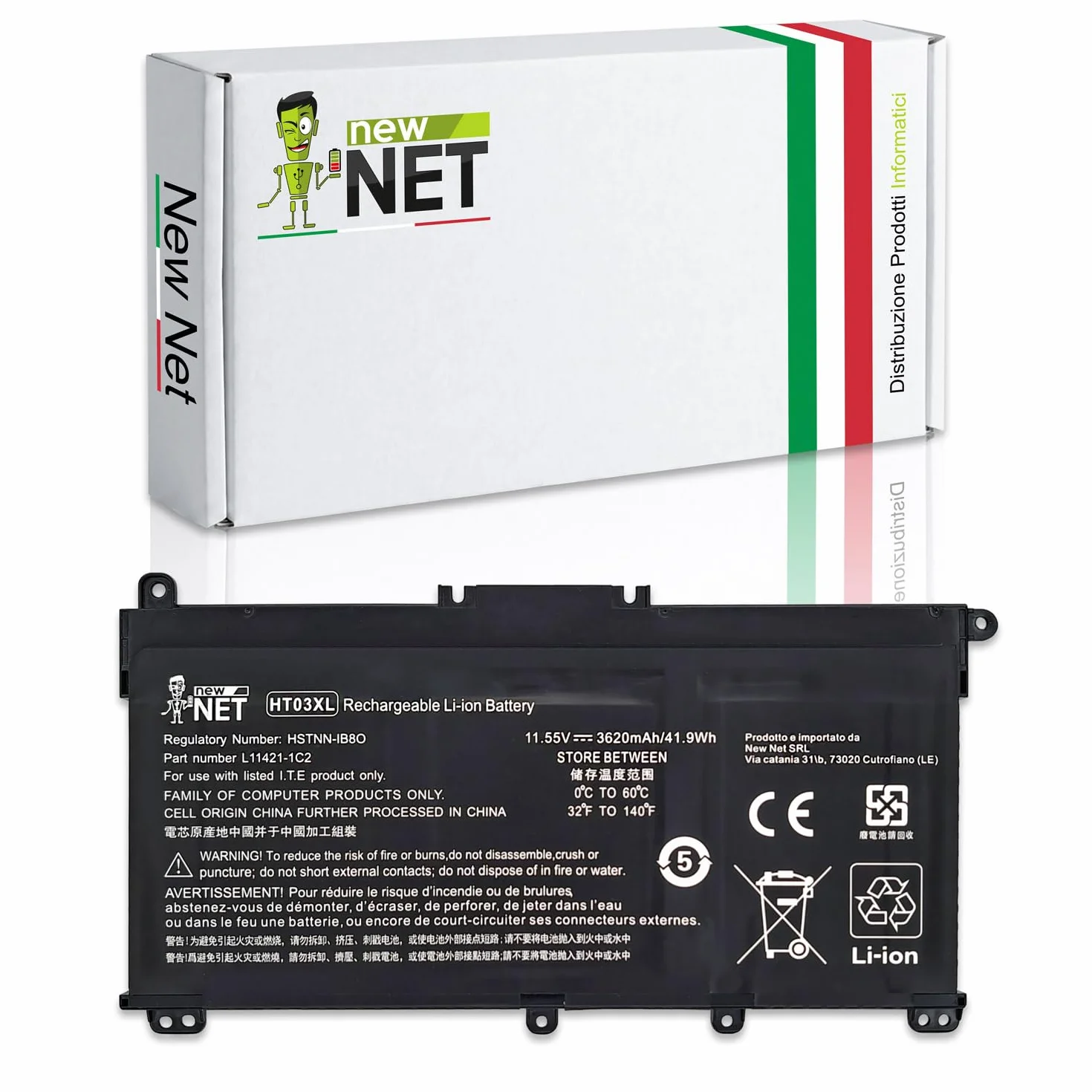 New Net Batteria HT03XL compatibile con Hp Pavilion 14-CD 14-CE 14-CF 14-CK 14-CM 14-DH 15-CS 15-CW 15-DA 15-DW, HP 240 245 250 255 G7 ricambio notebook [11,4V 3620mAh REALI - CELLE NUOVE]
