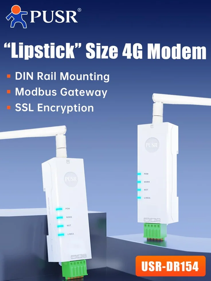 Montaggio su guida DIN Rossetto Taglia 4G Modem RS485 a Cellular Modbus Gateway Cat1 1* RS485 MQTT SSL USR-DR154-E Versione EUR (Modem 4g)