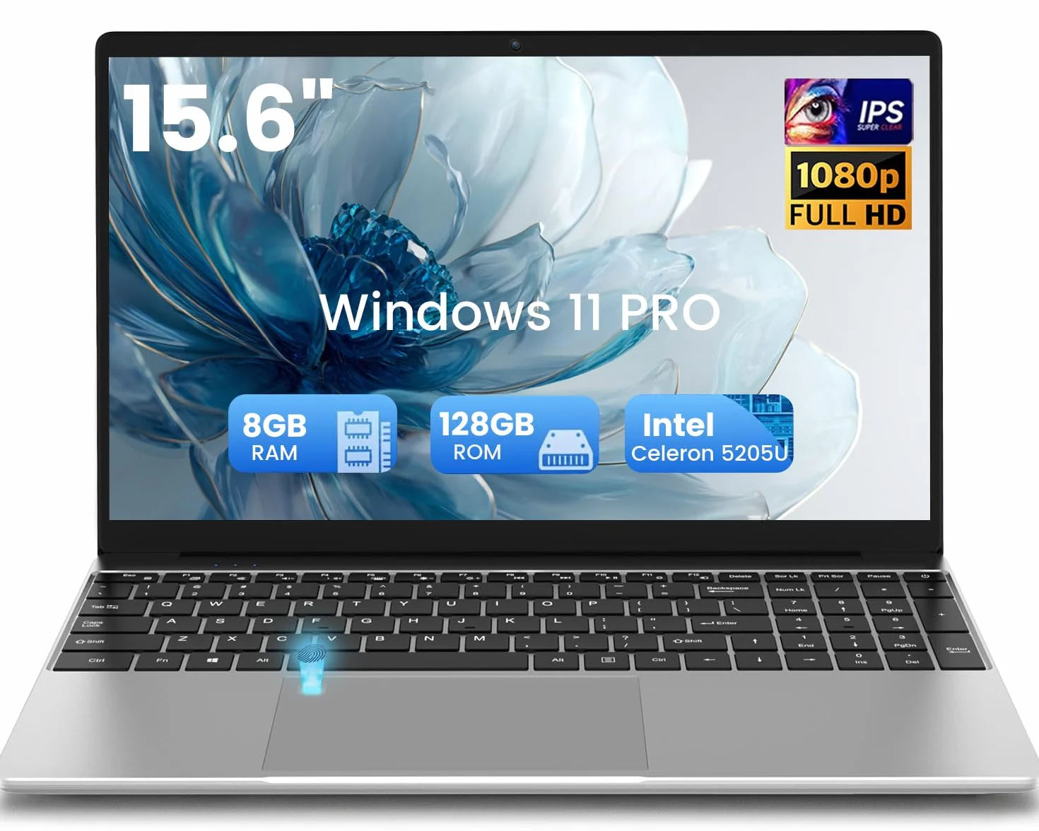 PC Portatile 15.6 Pollici Win11 Pro Celeron 5205U 8GB RAM 128GB SSD IPS FHD 1920x1080 Laptop Notebook