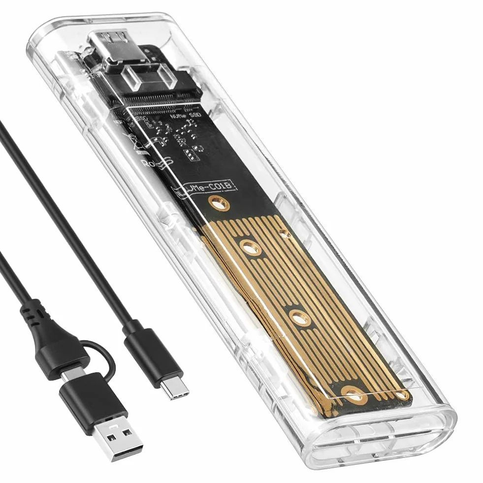 AXFEE Case SSD NVME, USB 3.1 Gen 2 10Gbps UASP per NVMe PCIe M-Key/M+B Key, 10Gbps Adattatore USB, Enclosure Lettore M2 per SSD Size 2230/2242 / 2260 / 2280, con UASP adattatore m2