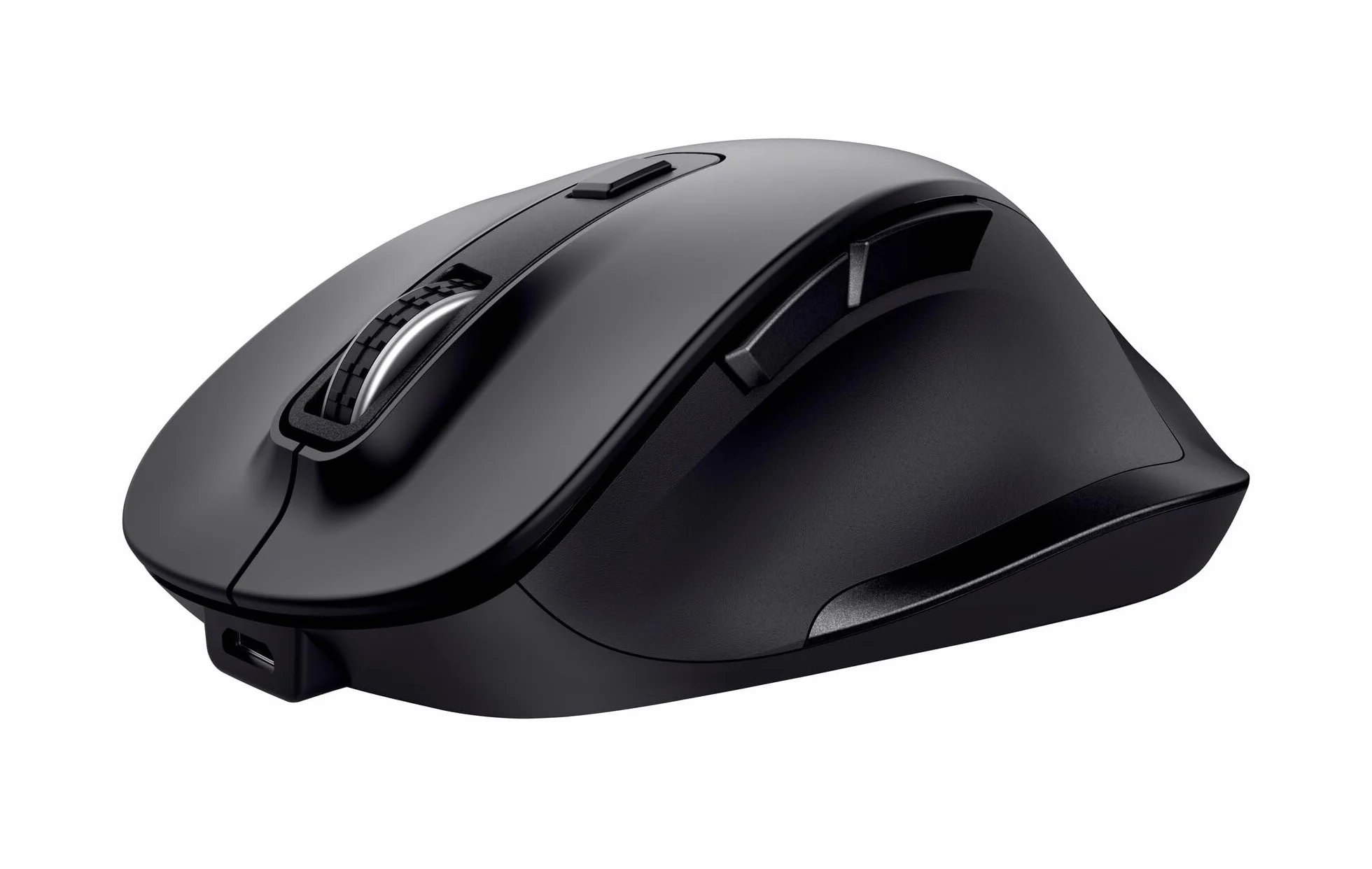 Trust Fyda Mouse Wireless Ricaricabile, Design Sostenibile, 800-2400 DPI, 6 Pulsanti, 2,4 GHz, Ricevitore USB, Mouse Ergonomico senza Filo per Laptop, PC, Computer, Macbook, Ufficio - Nero