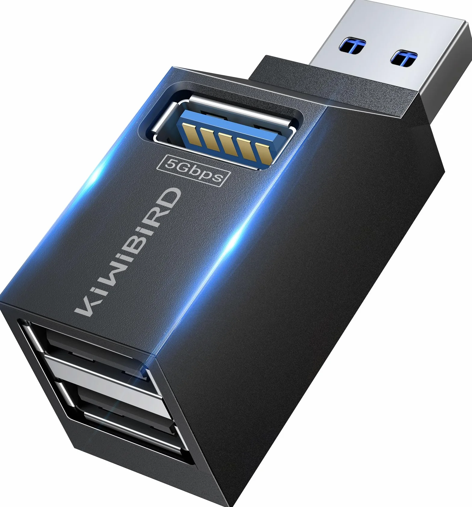 KiWiBiRD sdoppiatore USB multipla, hub USB 3.0 2x USB2.0, doppia presa USB splitter adattatore duplicatore ricarica ciabatta per PC compatibile con chiavetta stampante tastiera mouse cuffie
