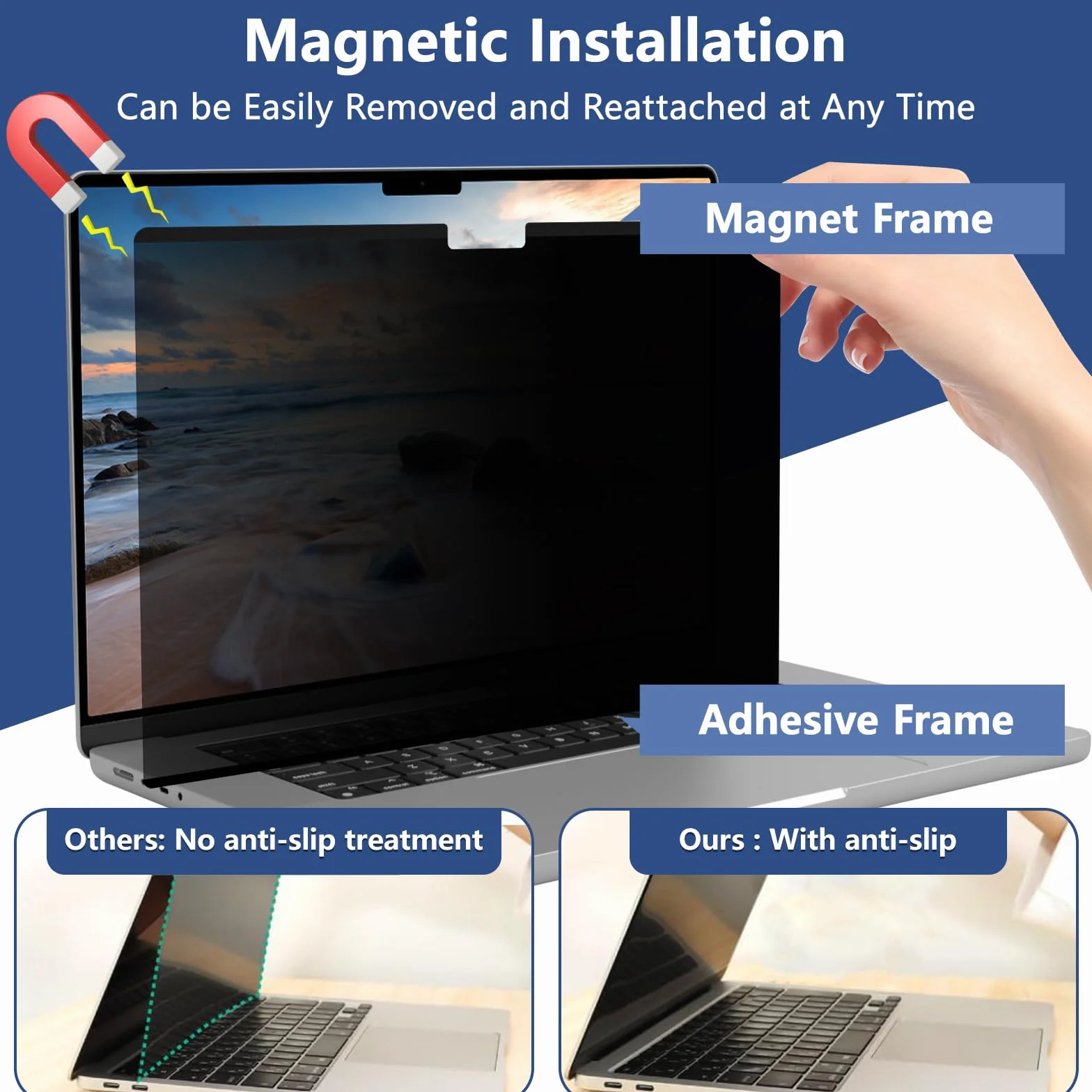 Filtro Privacy Magnético Rimovibile per MacBook Air 15 Pollici (2023-2026, M2/M3/M4/M5), Anti-Riflesso e Pellicola Privacy Luce Blu UV, Protezione Antispionaggio per MacBook Air 15"