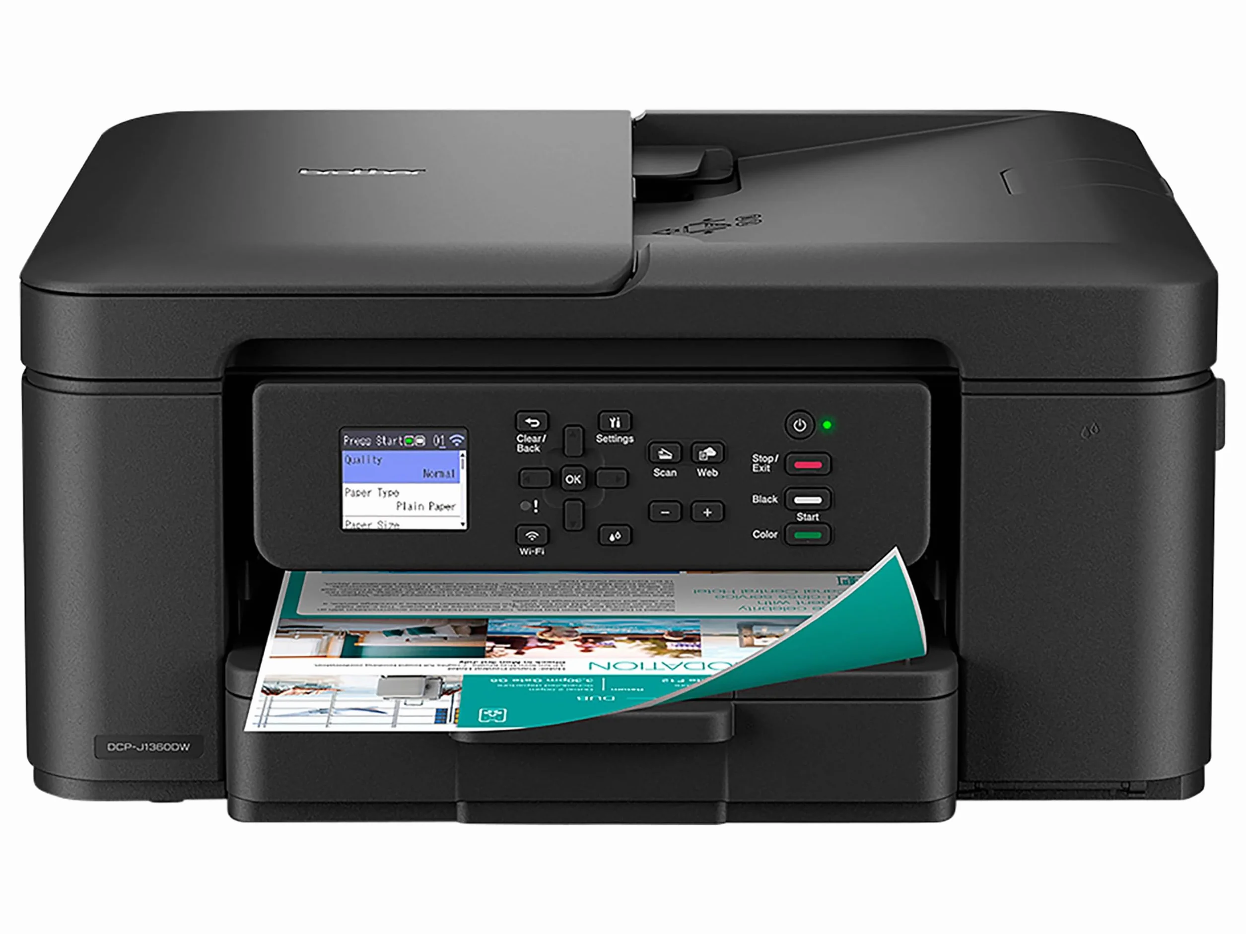 Brother DCPJ1360DW Multifunzione Inkjet a Colori 16 ipm Display 4.5 cm Cassetto 150 fogli ADF 20 fogli WiFi USB Stampa Scan Mobile