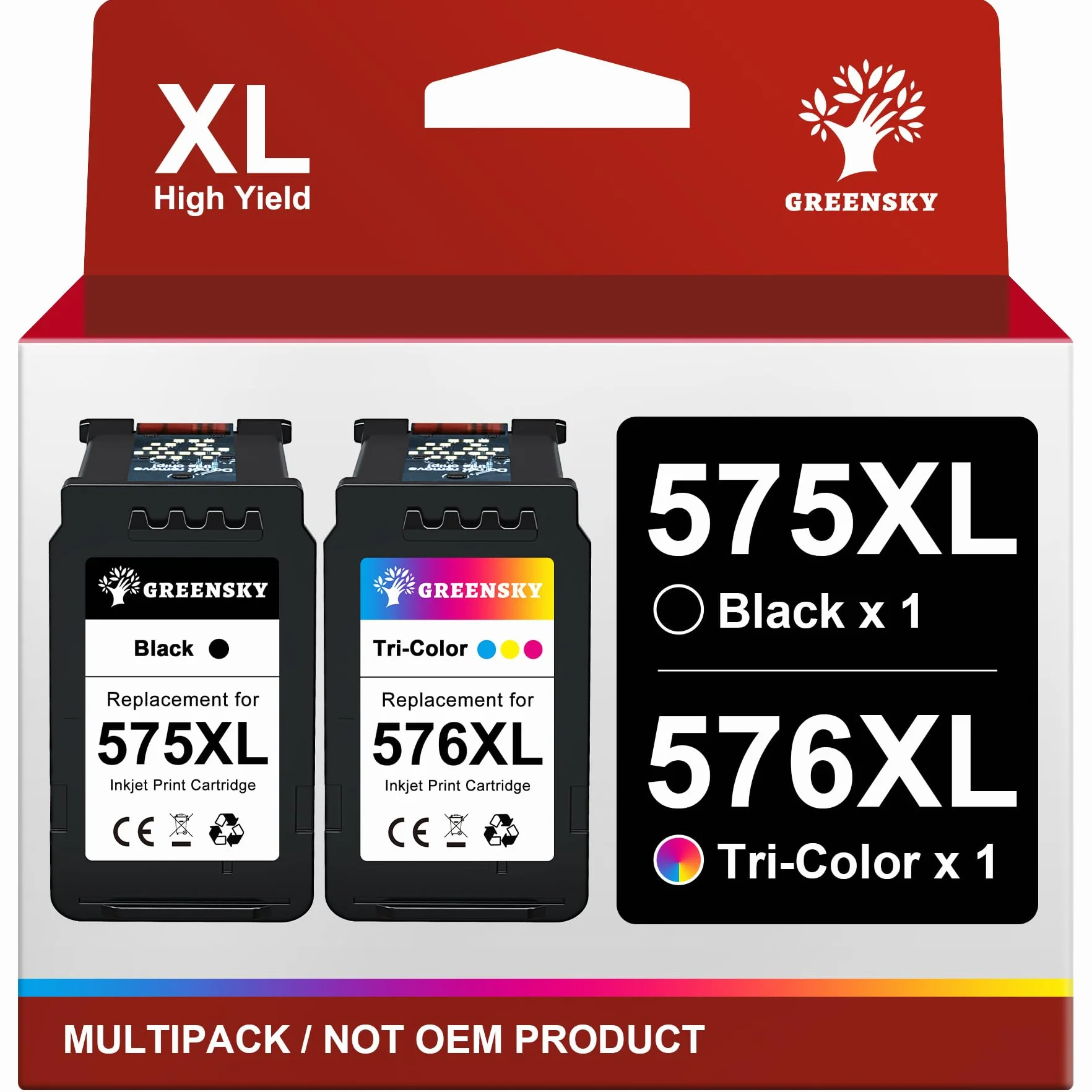 GREENSKY PG-575XL CL-576XL d'inchiostro Sostituzione cartucce canon 575 576 Canon 575XL 576XL Nero e Tri-Colore per Canon PIXMA TR4755i TR4756i TS3752i TS3751i TS3550i TS3551i TS3750i TR4750i TR4751i