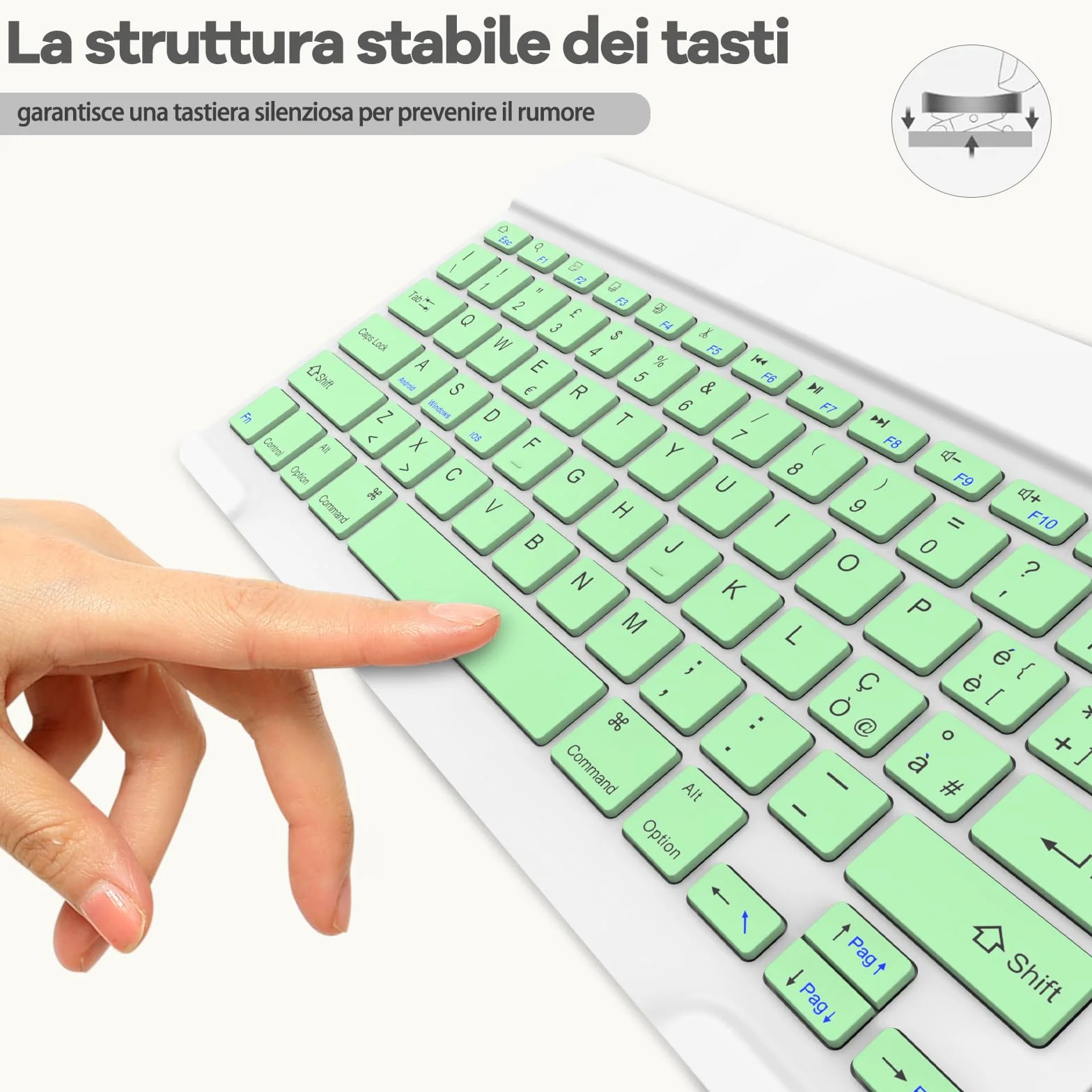 KARFUN Tastiera Wireless Bluetooth Ricaricabile Ultra Sottile per iPad/Samsung/Android/Windows, Tastiera QWERTY Italiano Bluetooth per iPad e Dispositivi Universali