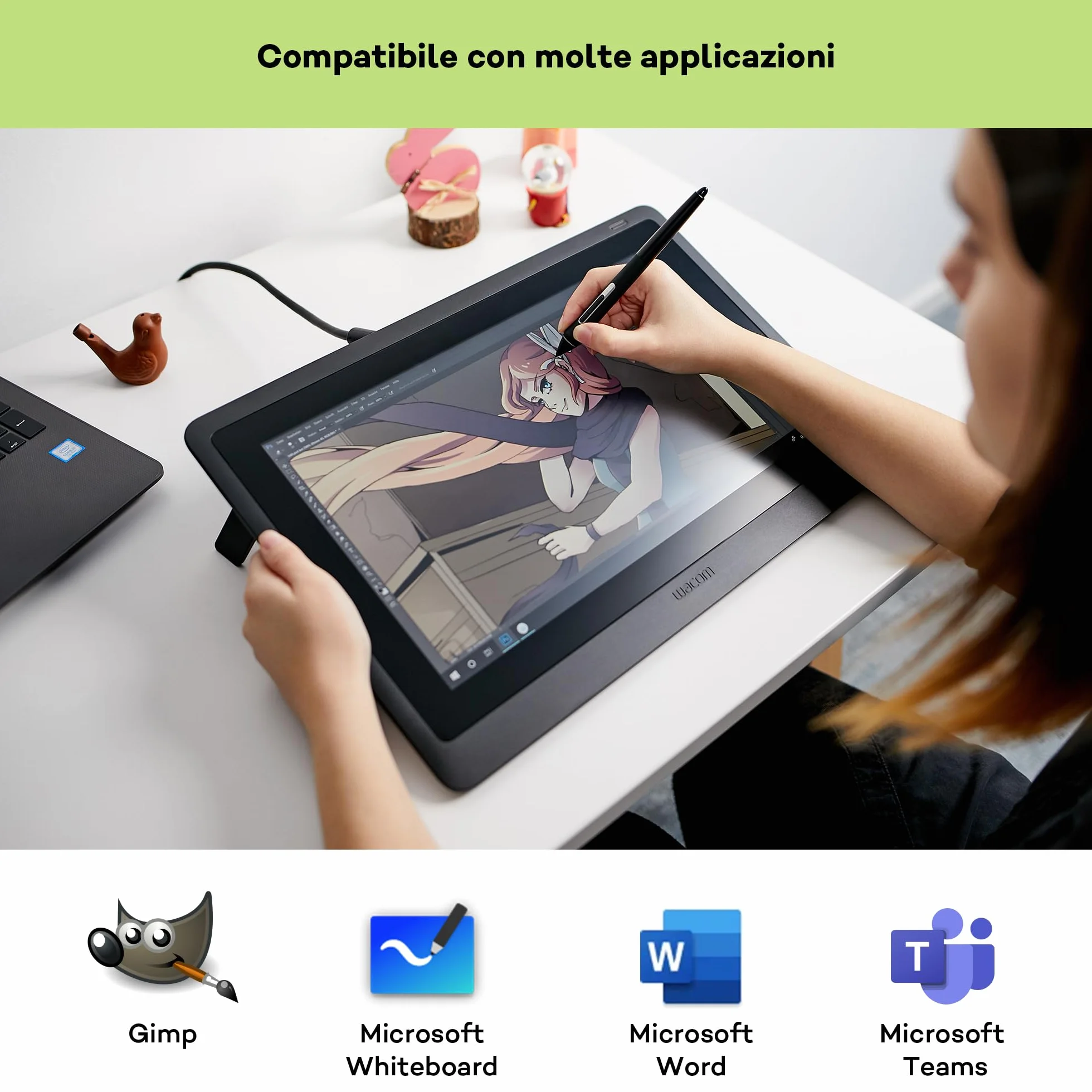 Wacom Cintiq 16 – Tavoletta Grafica con Schermo per Disegno Digitale, Penna Wacom Pen Pro 2, Nero, Full HD 1920 x 1080
