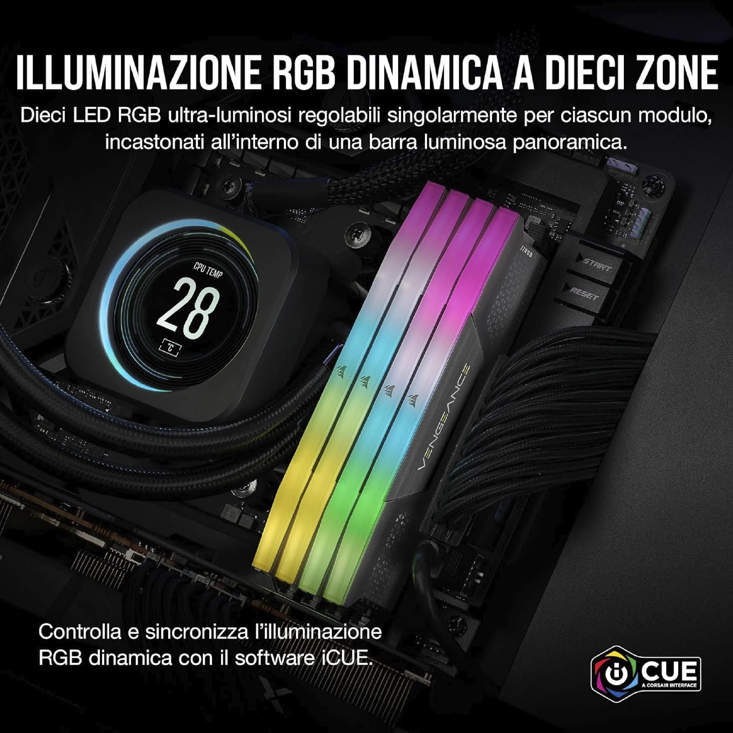 CORSAIR VENGEANCE RGB DDR5 32GB (2 x 16GB) Fino a 6000MHz CL38-44-44-96 1,35 V Intel XMP 3.0 e AMD EXPO Memoria Desktop del Computer– Grigio