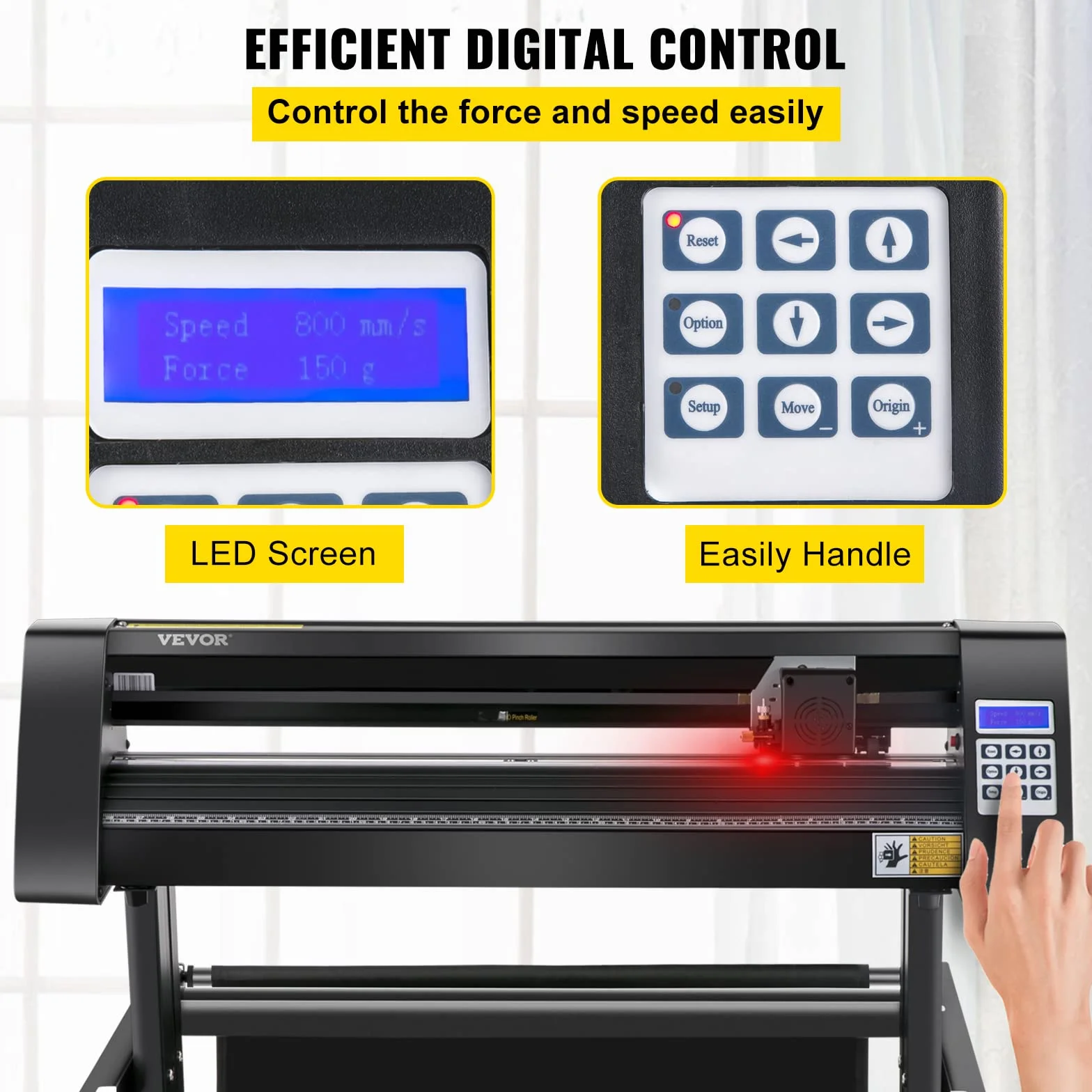 VEVOR Plotter da Taglio Vinile Semiautomatica con Luce Guida a LED, KH-870A 870 mm 95 W Taglierina per Plotter Vinile Signmaster per Adesivi per Auto, Segnali Stradali, Palloncini, Caschi, ecc.