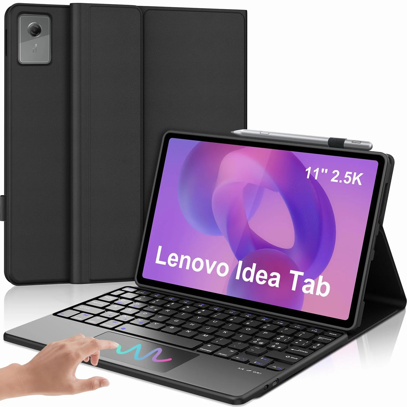 IVEOPPE Tastiera per Lenovo Idea Tab 11 Pollici 2025 con Touchpad, Cover Tastiera Italiano QWERTY, Senza Fili Bluetooth Staccabile Custodia Keyboard per Lenovo Idea Tab 11" TB-336ZU/336FU, Nero