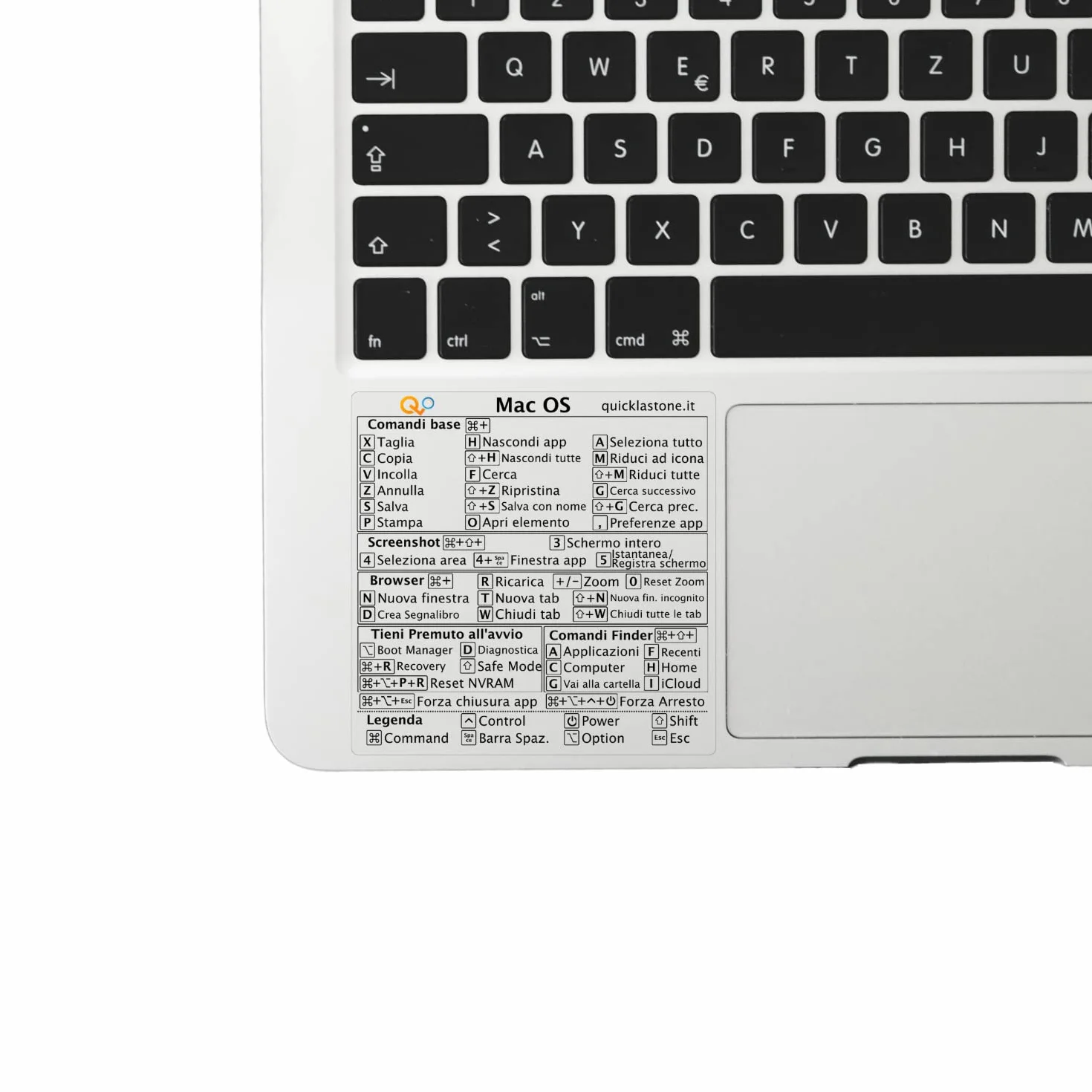 Adesivo per Scorciatoie da Tastiera per Mac - Shortcut Sticker - Aumenta la tua produttività con le scorciatoie essenziali (Trasparente - Scritte nere, 1)