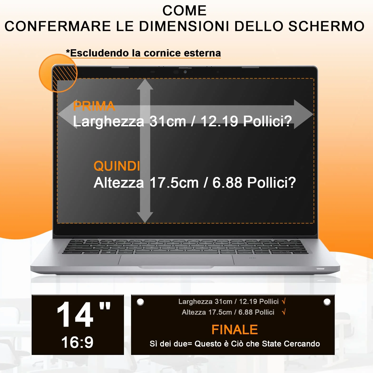 Filtro Privacy 14 Pollici, Rimovibile Filtro Privacy Schermo, Pellicola Privacy Filter Compatibile con HP/Dell/Acer/Lenovo/Thinkpad/Samsung/ASUS/Sony, Anti Glare Pellicola Privacy PC per 16:9 Laptop