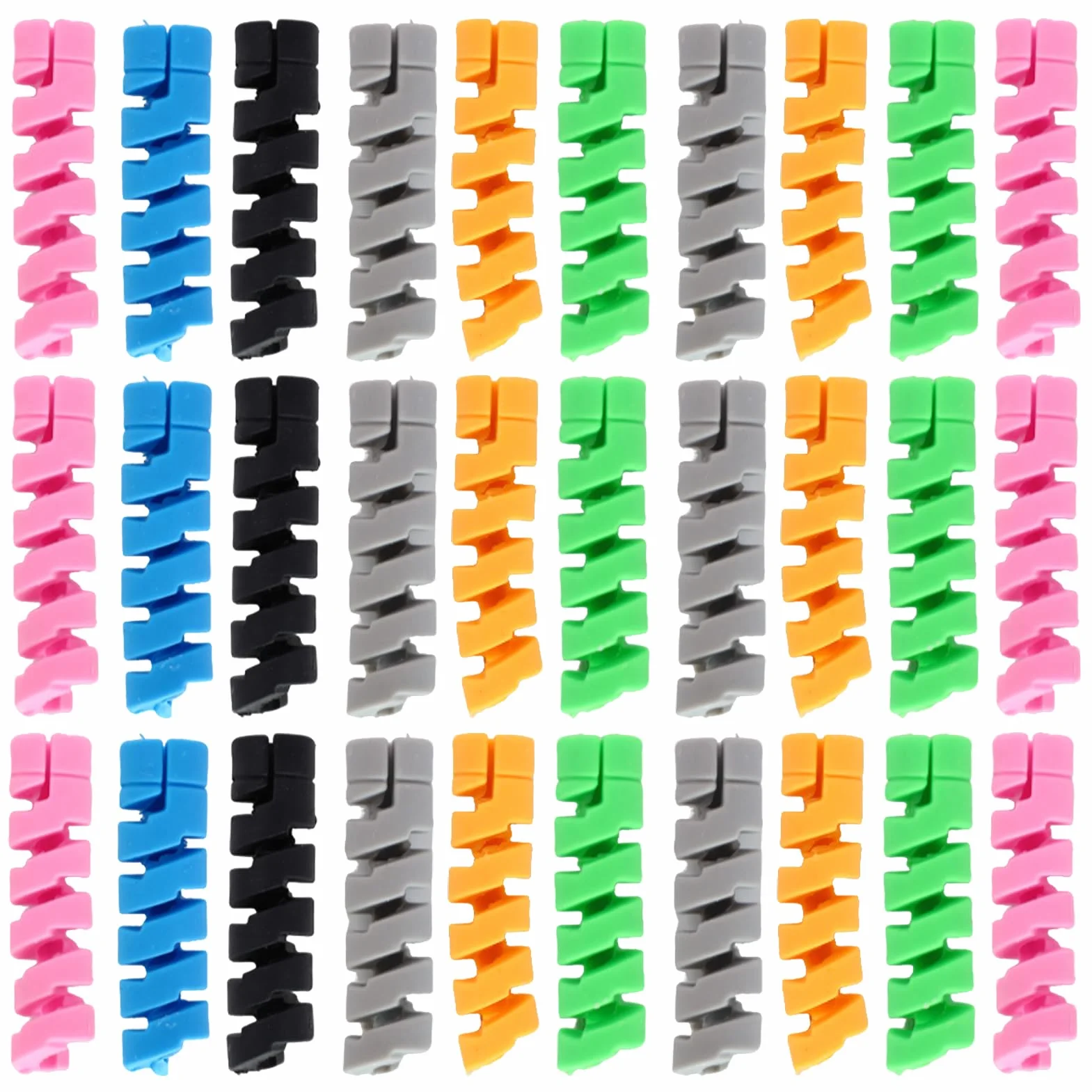 30 PCS Protettori per Cavi Protezione Caricatore – Guaina protettiva colorata a spirale per cavi Type-C, Lightning, Micro-USB, cavi di ricarica per telefoni, cavi per mouse, cavi per cuffie, cavi dati