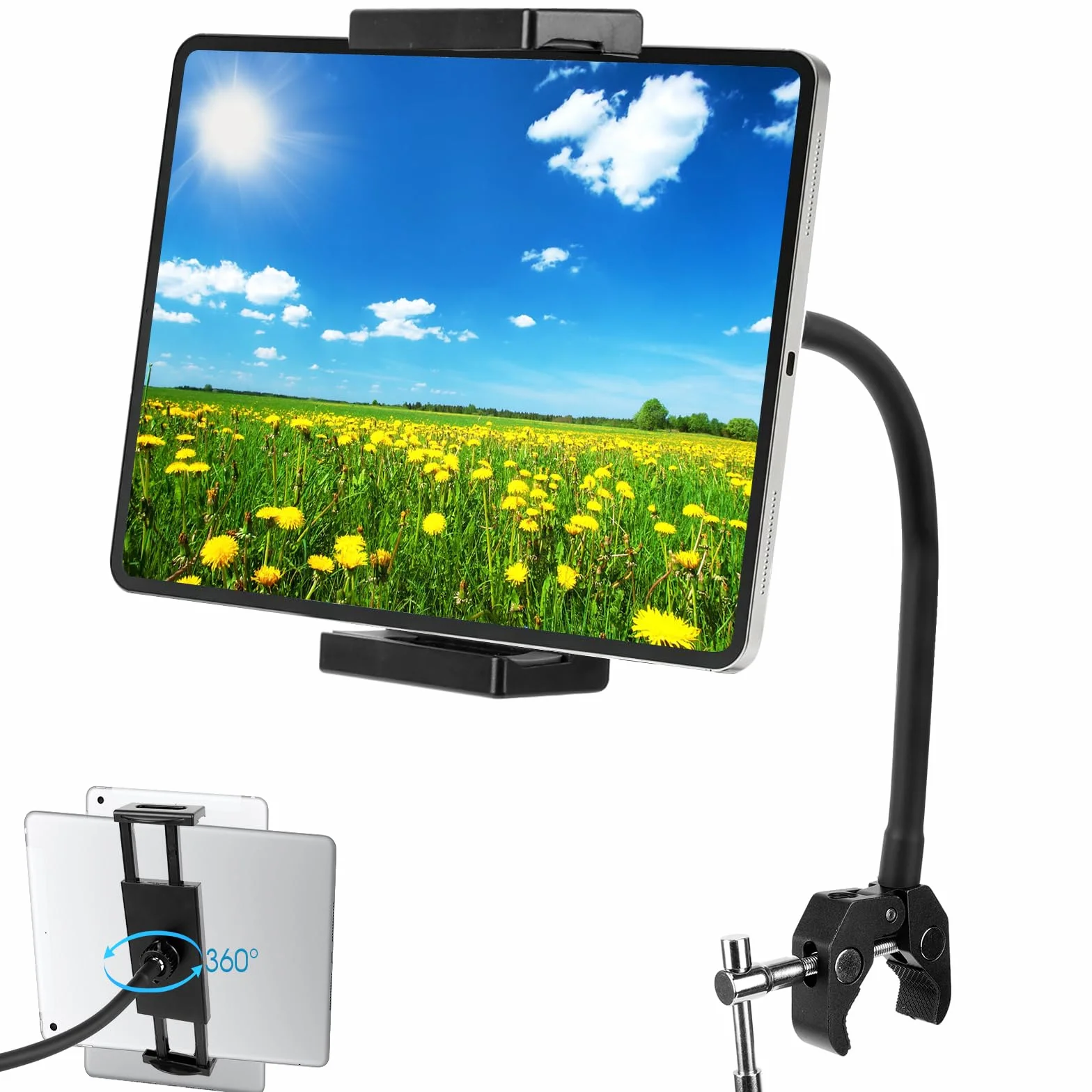 UMILKI Supporto Regolabile per Tablet da Collo per Ciclette Spinning, Compatibile iPad Pro Air Mini (4,7"-12,9")