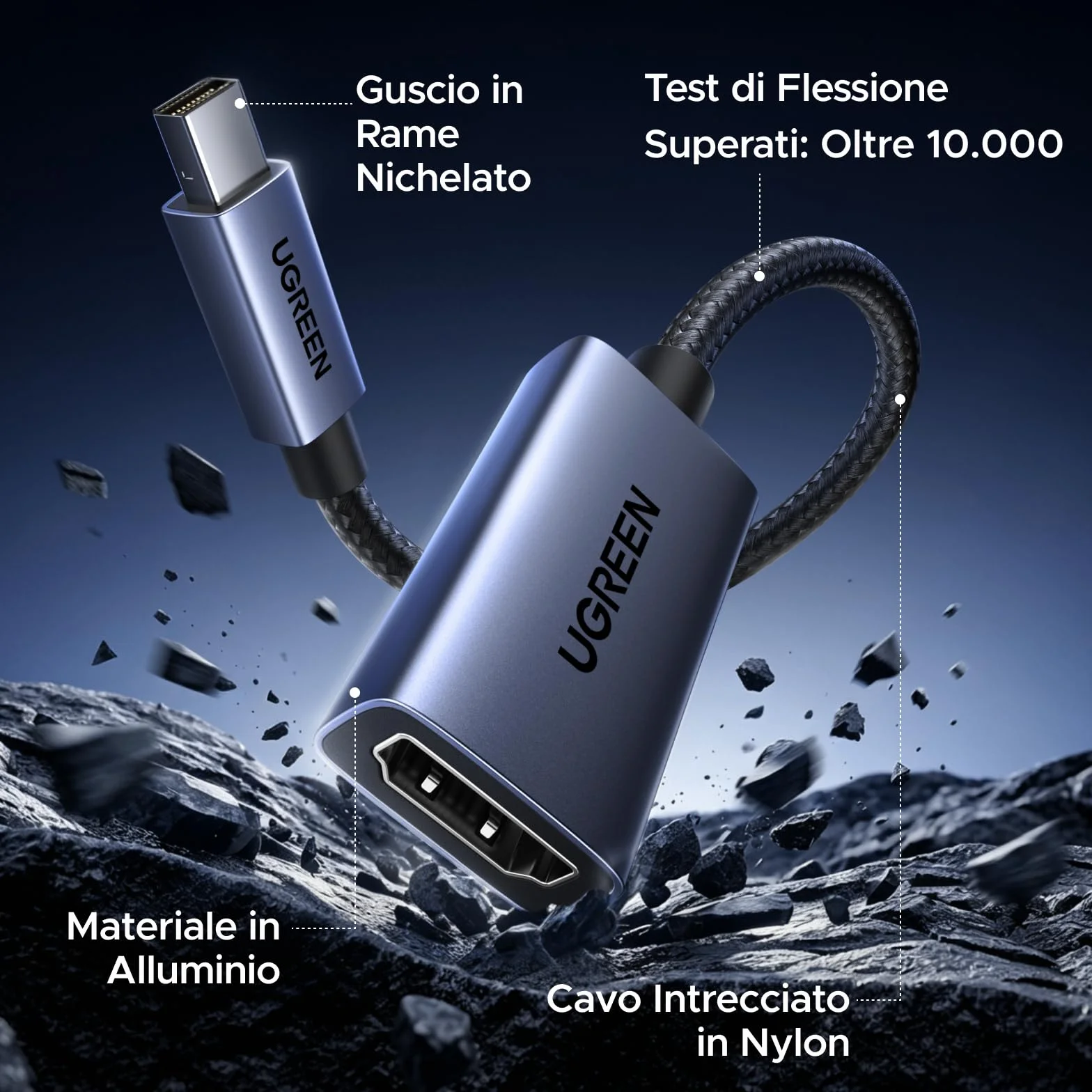 UGREEN Adattatore 4K 30Hz da Mini DisplayPort a HDMI Thunderbolt 1/2 Unidirezionale Convertitore da Mini DP a HDMI 2K 60Hz 1080P 120Hz compatibile con Mac Mini MacBook Air Pro monitor HDTV (1 Pezzo)