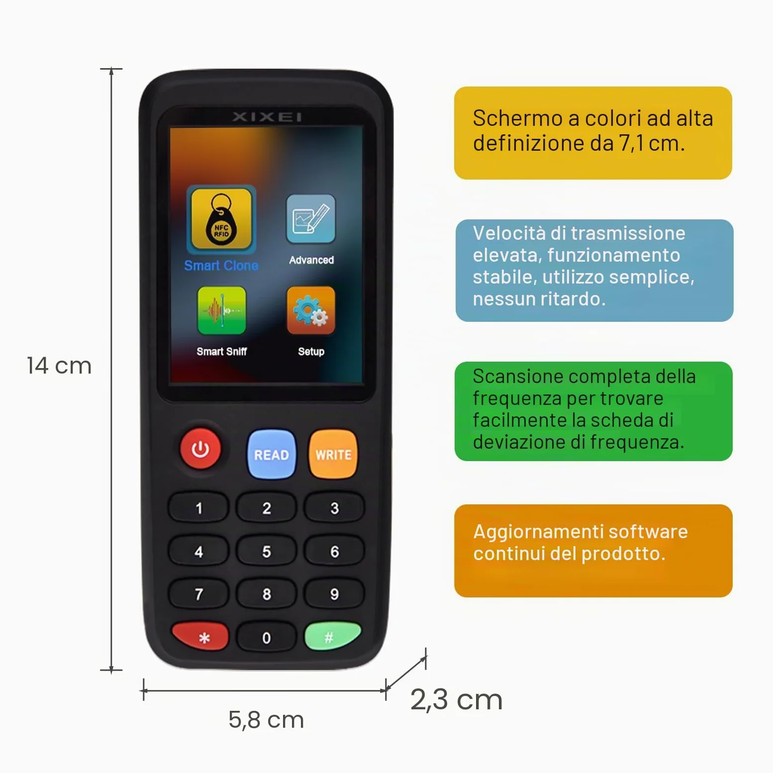 X7 NFC RFID Card Copier Reader Writer Duplicatore per controllo accessi fibbie ID 125KHz e schede IC da 13,56 MHz con 5 schede UID, 5 portachiavi UID e 5 portachiavi T5577