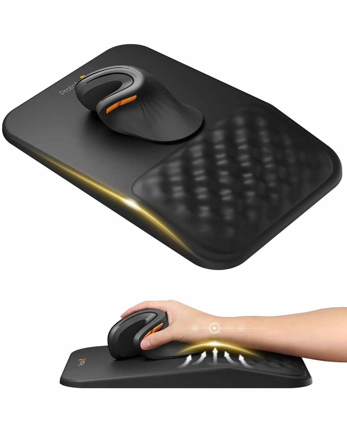ProtoArc Tappetino per mouse con supporto per il polso in pelle PU antiscivolo impermeabile memory foam