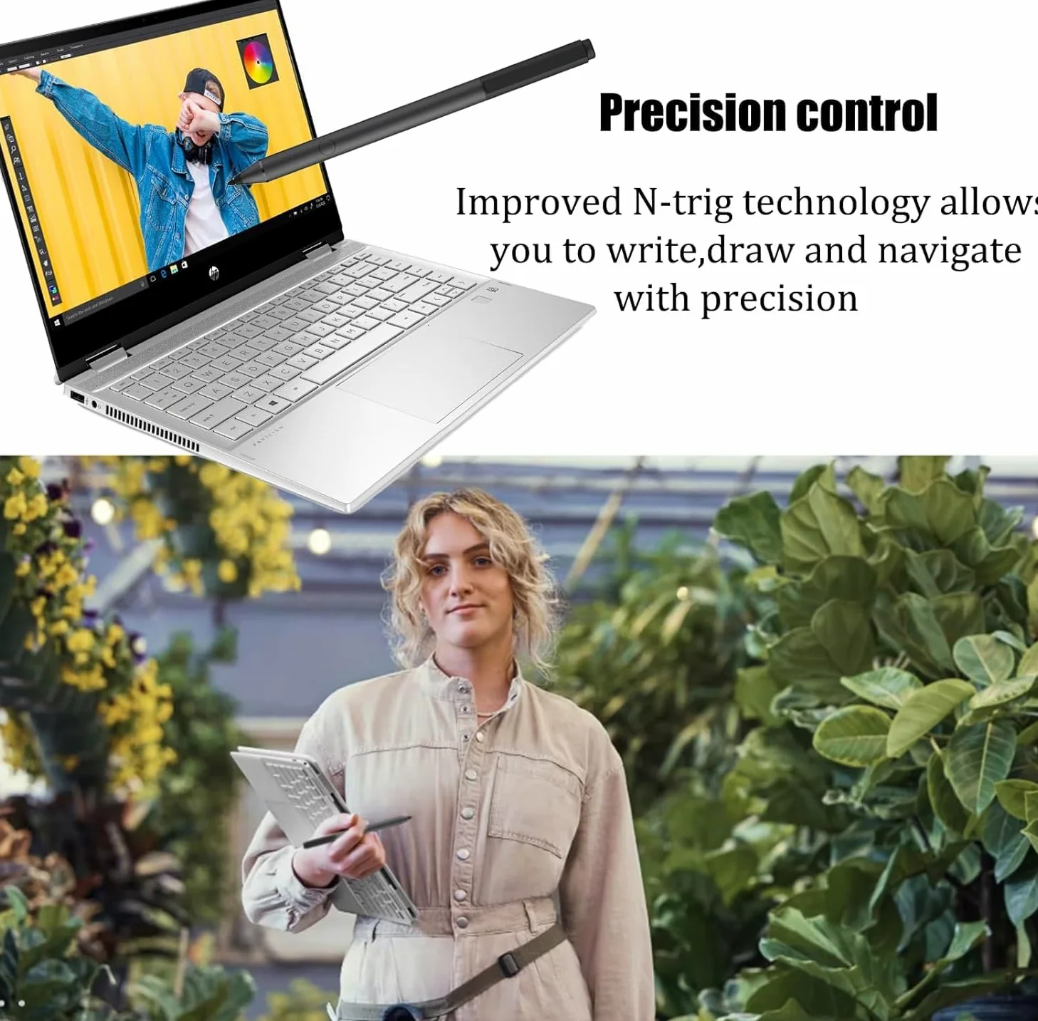 Tilt Pen per HP Tilt Pen (2MY21AA) - Penna stilo digitale, 2 tasti programmabili, Bluetooth, ricaricabile, colore: Nero