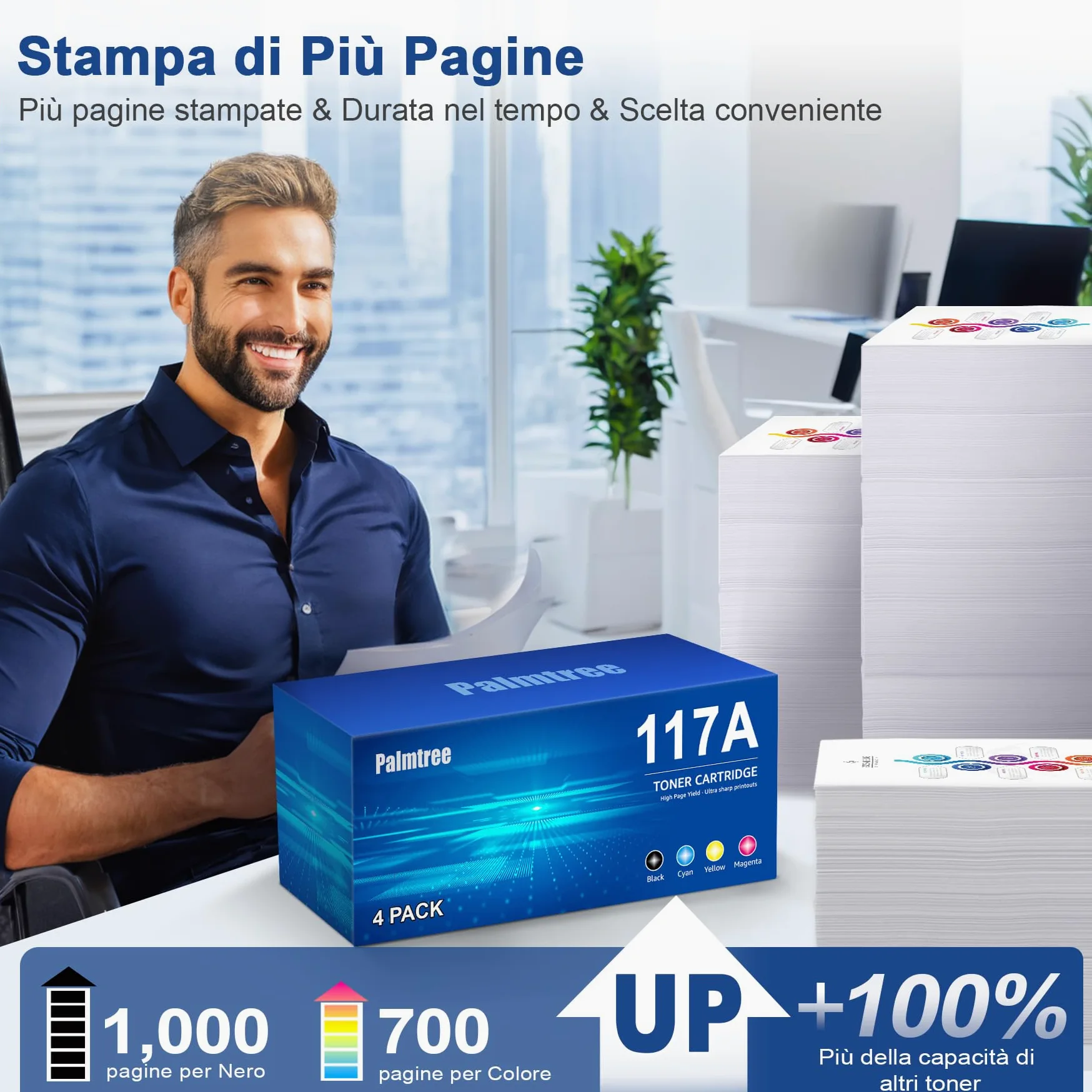 Palmtree 117A Toner Compatibile per HP Color Laser 150nw MFP 179fnw 179fwg 150a 178nw 178nwg Pack da 4
