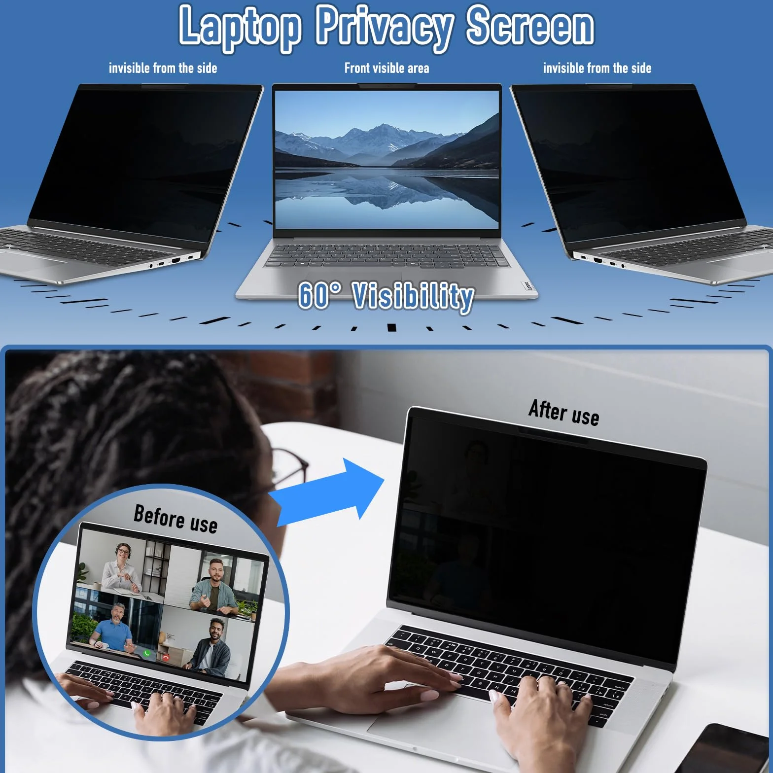 Filtro Schermo Privacy per 14 Pollici 16:10, Rimovibile, Anti Luce Blu, Anti-Spia, Filtro Privacy Magnetico Ultrathin Computer Portatili per HP/dell/Acer/Lenovo/Thinkpad/Samsung/ASUS/Sony