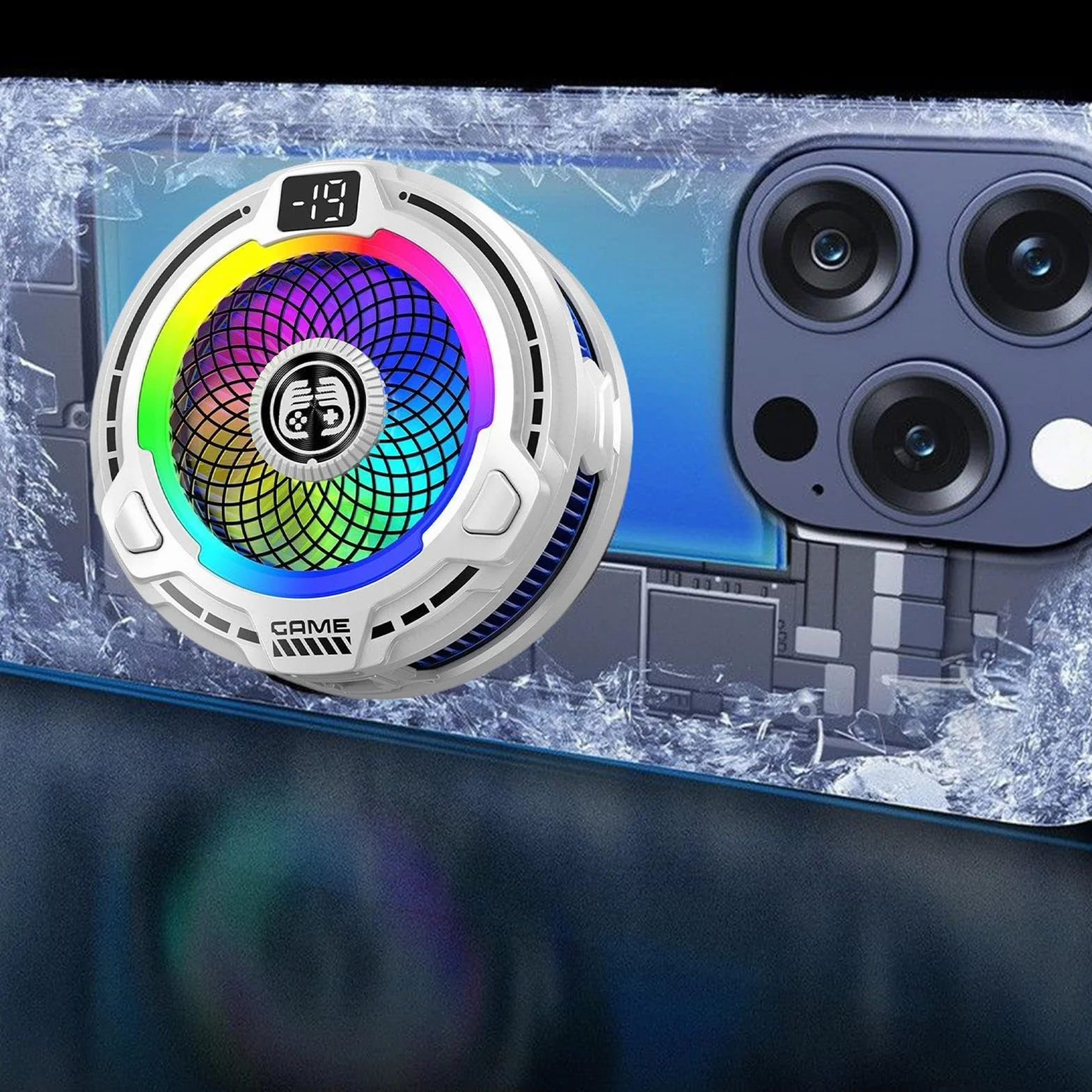 Dissipatore per Telefoni, Ventola Magnetica 30W Per Cellulare, di Raffreddamento Portatile a Velocità Regolabile per Live Streaming Smartphone Giochi Estivi Tablet Vlog in Clima Caldo