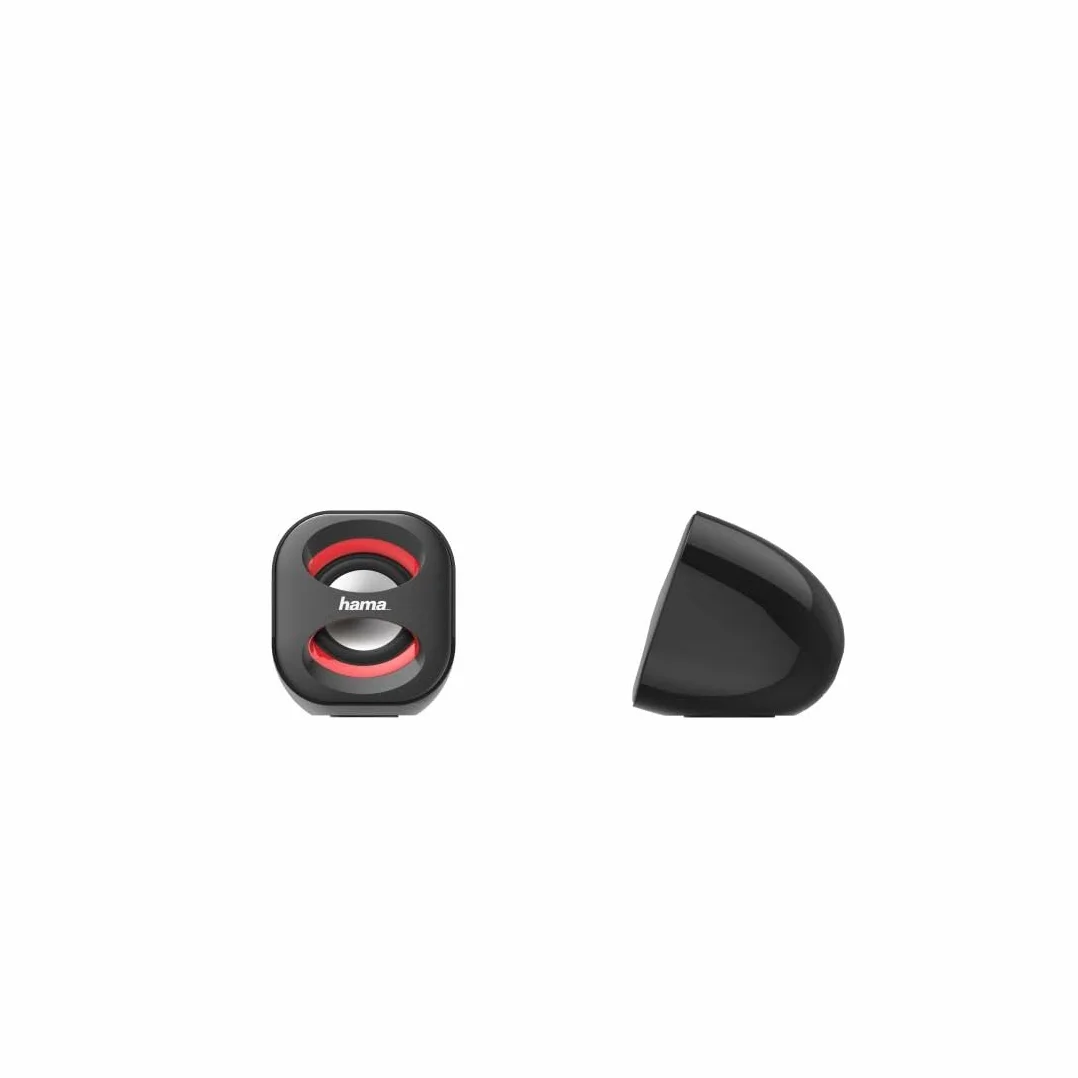 Hama Casse Sonic Mobil 183 per Notebook, RMS 2x1.6W, Connessione USB, Nero/Rosso